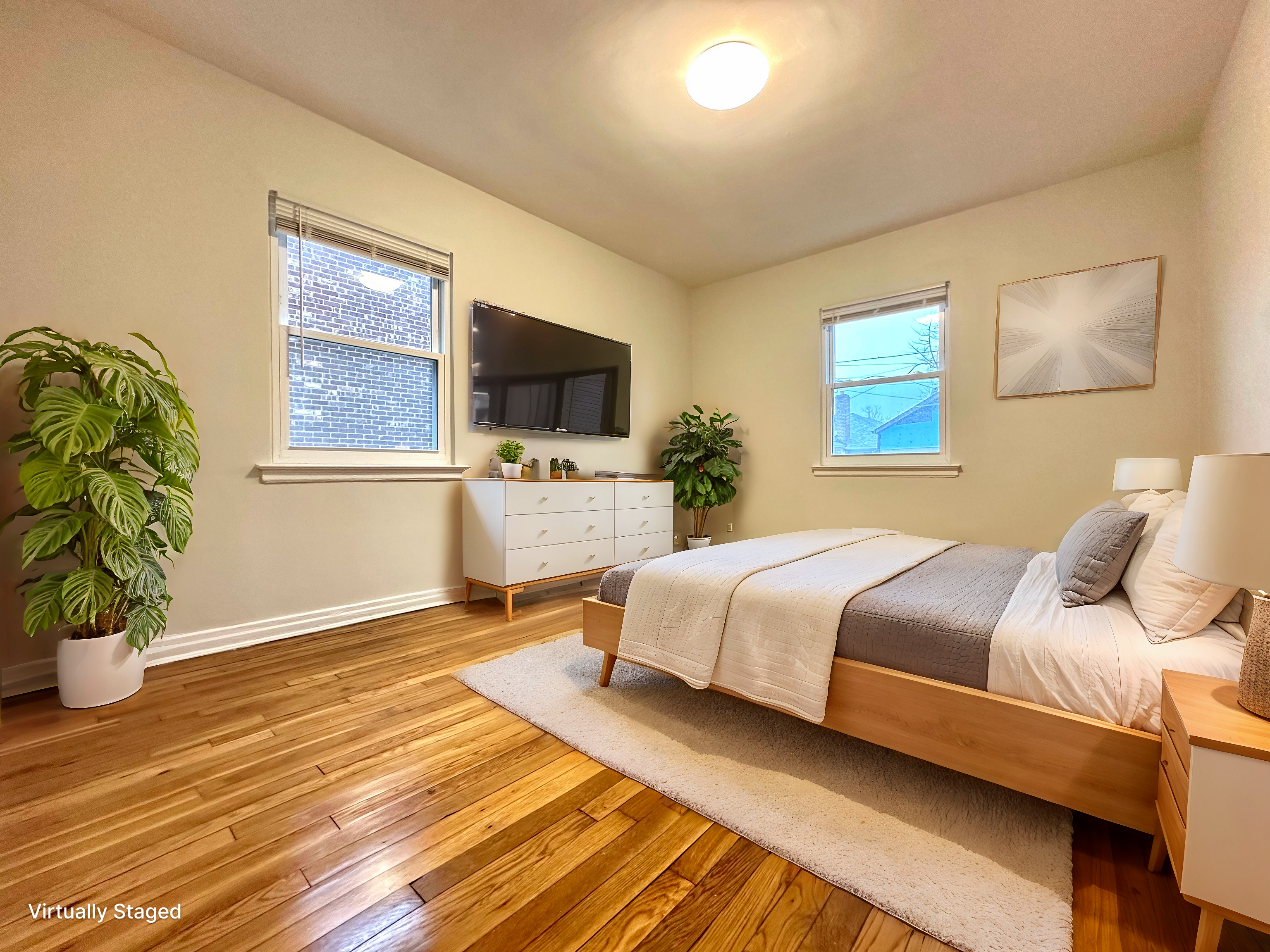 75-66 197th Street Queens, NY 11366 - Photo 5 of 14 a bedroom with a bed and a flat screen tv