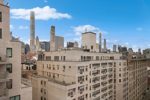 a view of a city with tall buildings