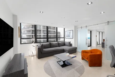 a view of a hallway with workspace