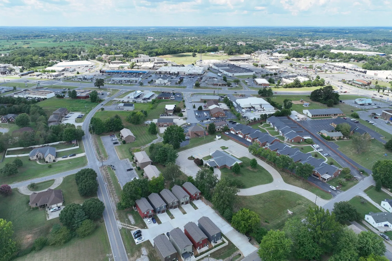 an aerial view of multiple house