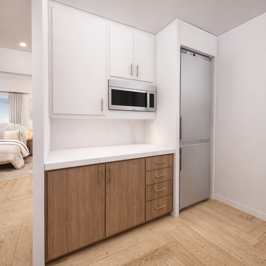 21 Monroe Place, Unit 5FR Brooklyn, NY 11201 - Photo 7 of 16 a kitchen with a refrigerator and microwave