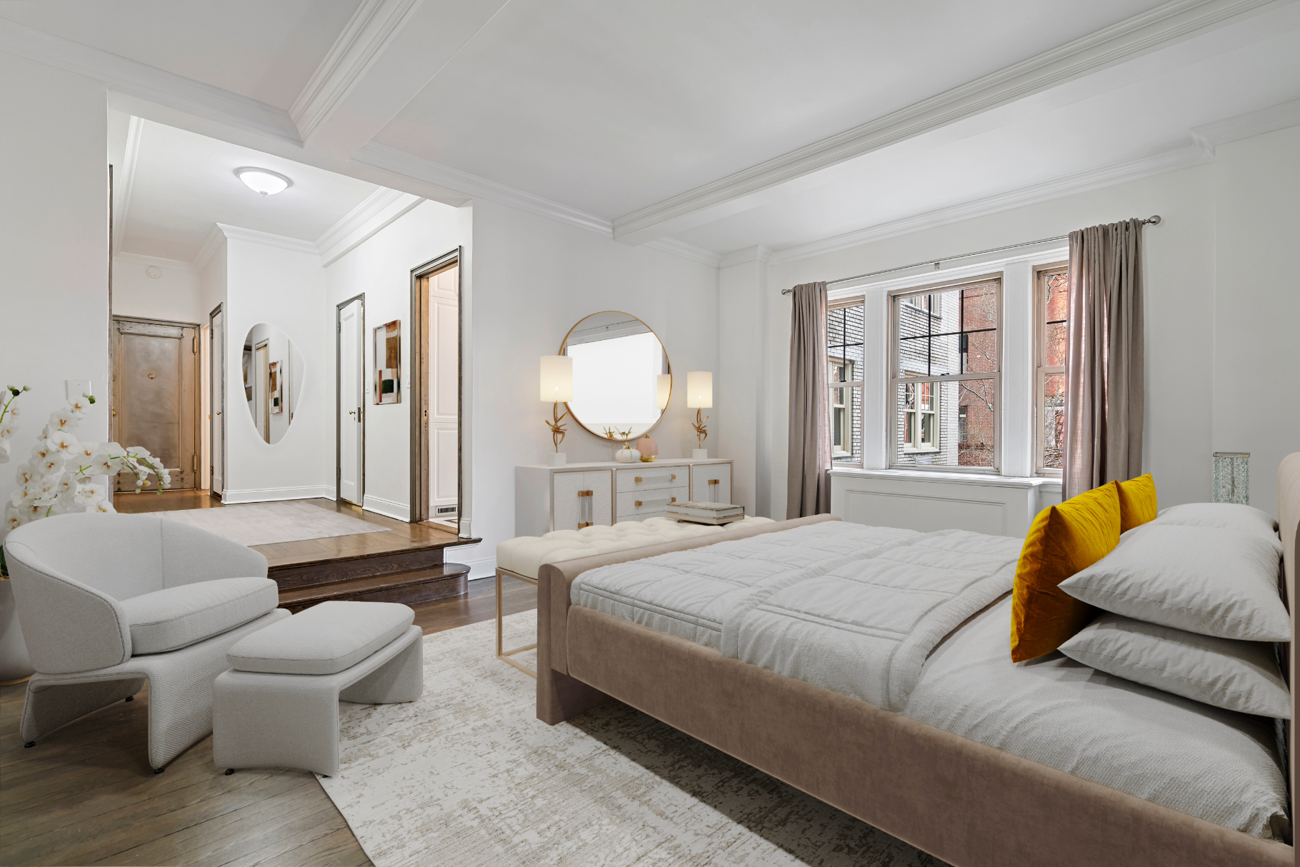 299 West 12th Street, Unit 3JH Manhattan, NY 10014 - Photo 8 of 15 a bedroom with a large bed and a large window