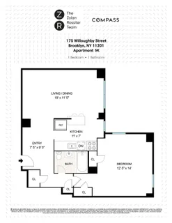 $679,000 | 175 Willoughby Street, Unit 5K | Downtown Brooklyn