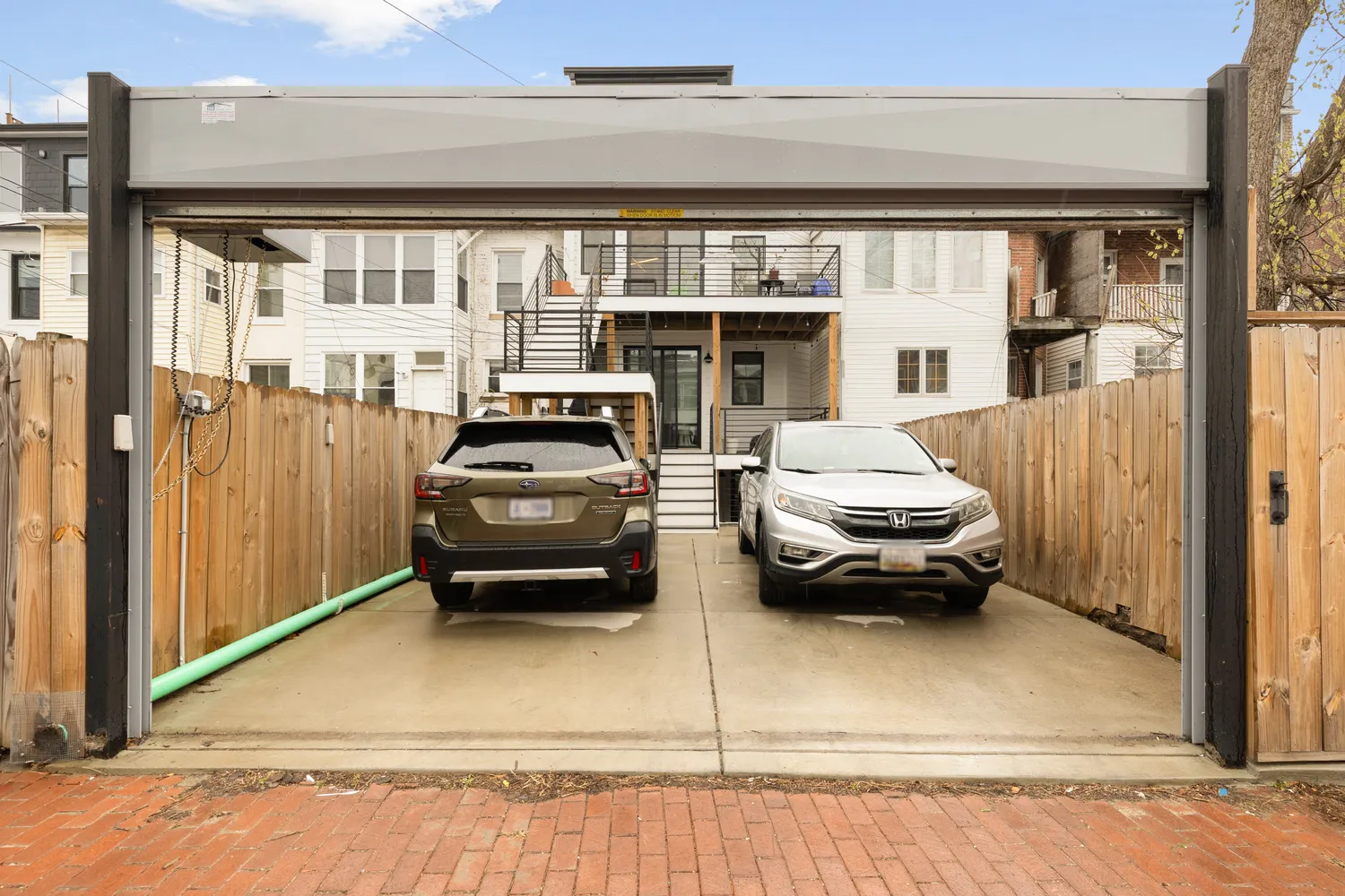 a car parked in front of a building