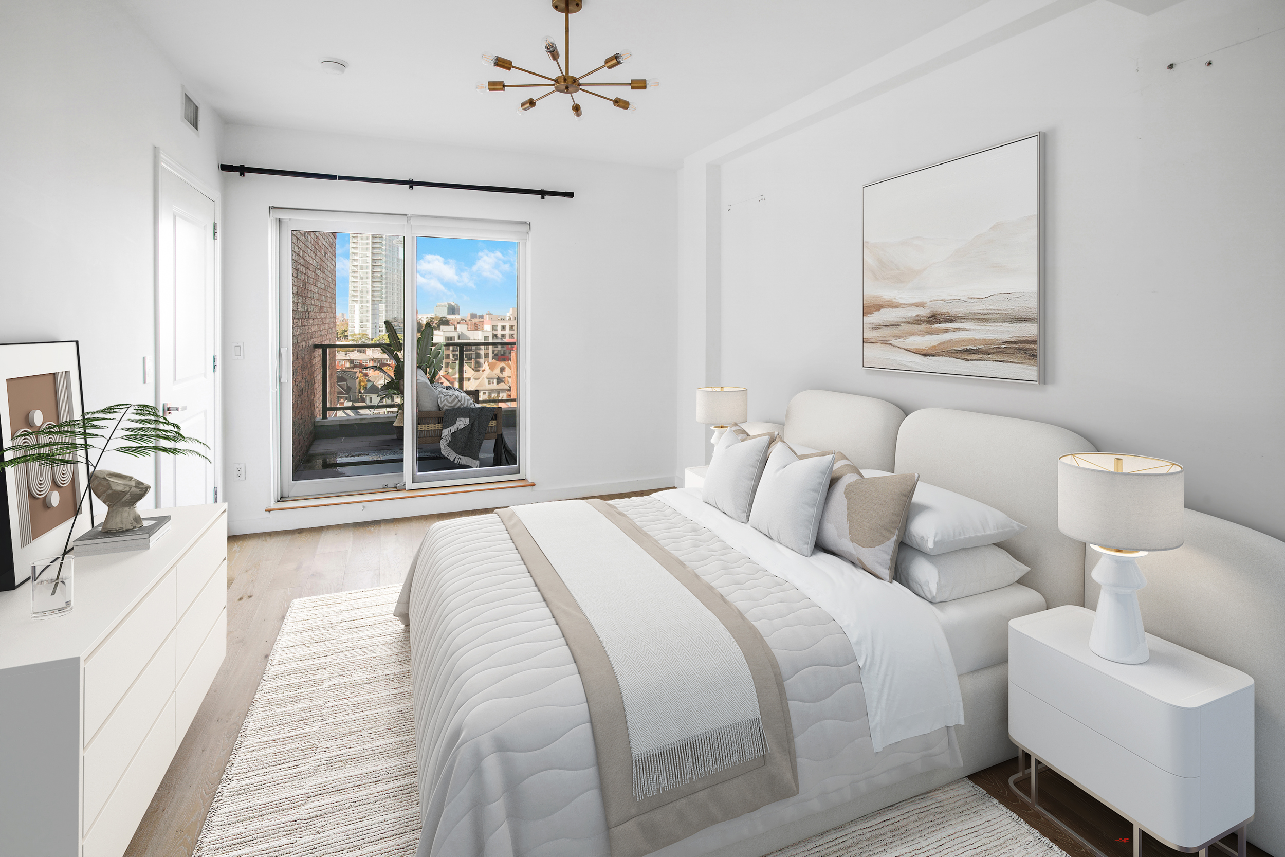 3041 Ocean Avenue, Unit PH4 Brooklyn, NY 11235 - Photo 3 of 18 a bedroom with bed and glass door