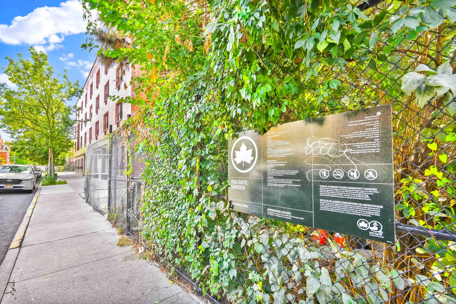 a view of a wooden door and sign board