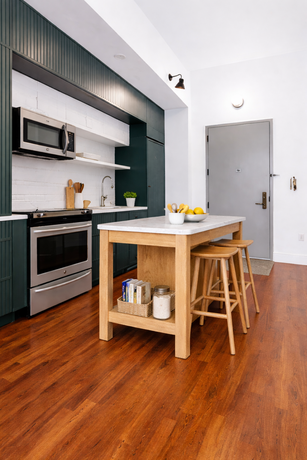 180 Bainbridge Street, Unit 304 Brooklyn, NY 11233 - Photo 4 of 21 a kitchen with wooden floors and appliances