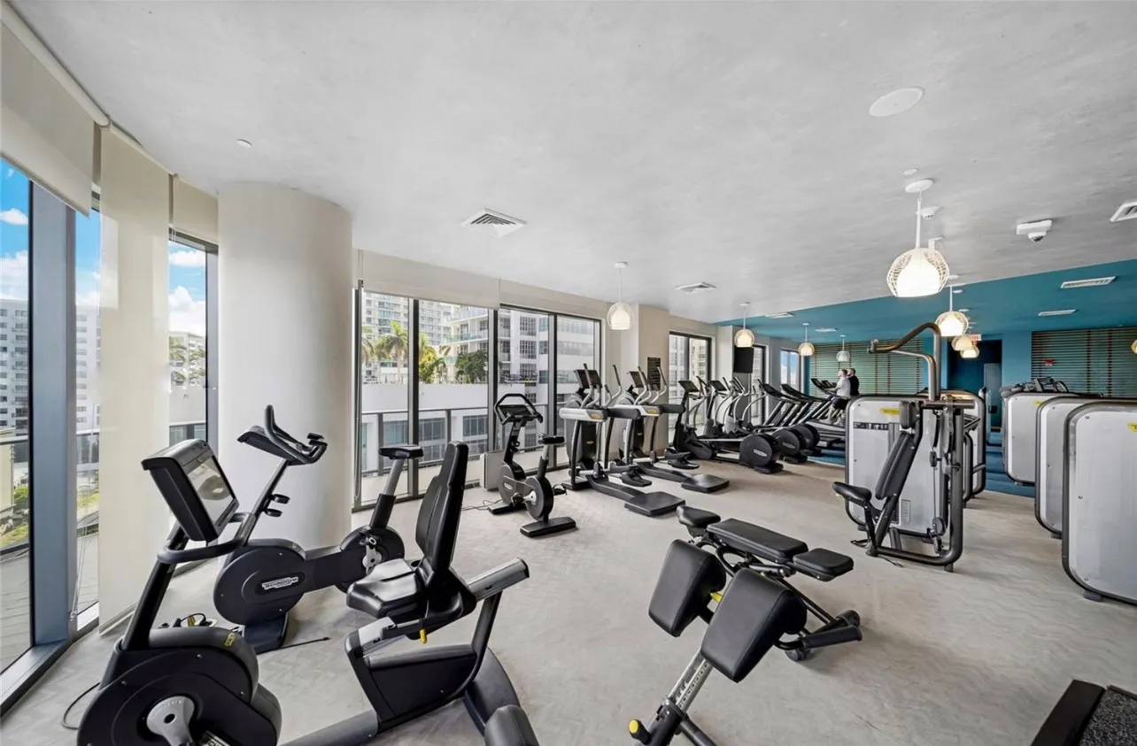 a view of a room with gym equipment