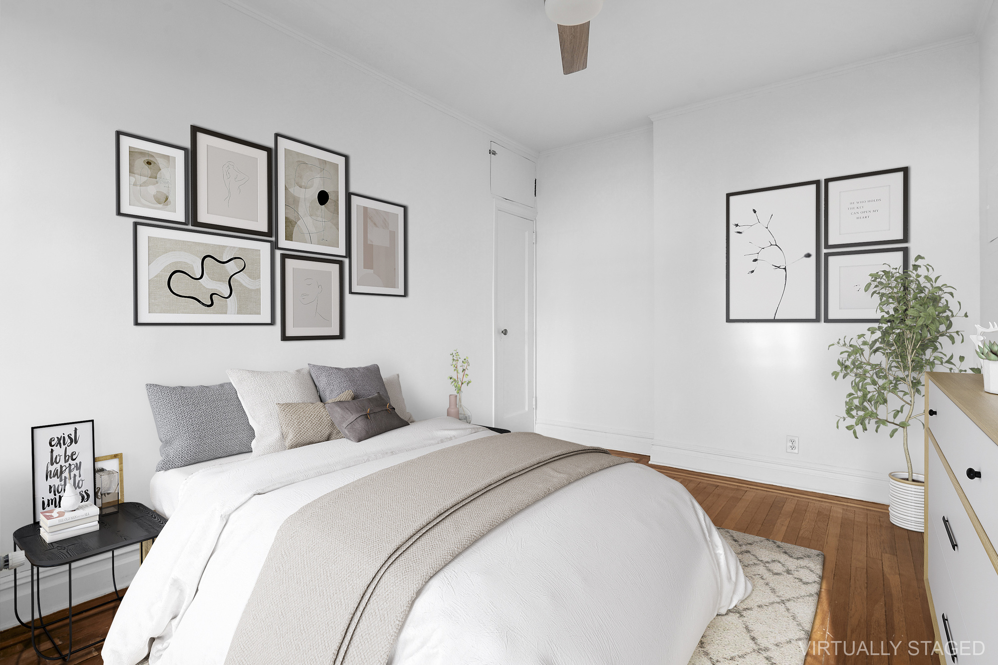 264 6th Avenue, Unit 1C Brooklyn, NY 11215 - Photo 8 of 11 a bedroom with a large bed and paintings on the wall