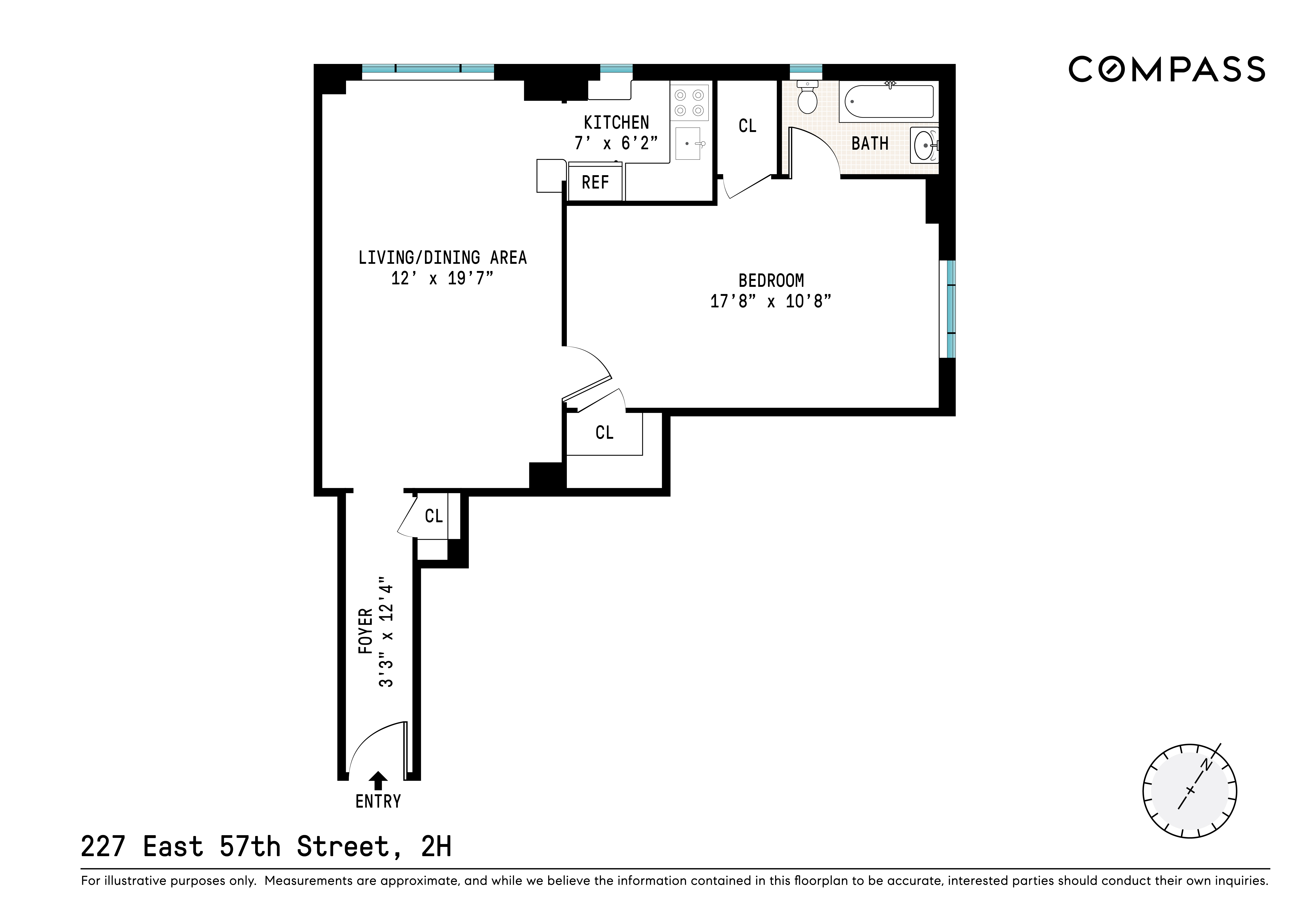 227 East 57th Street, Unit 2H Manhattan, NY 10022 - Photo 9 of 9 a picture of a floor plan