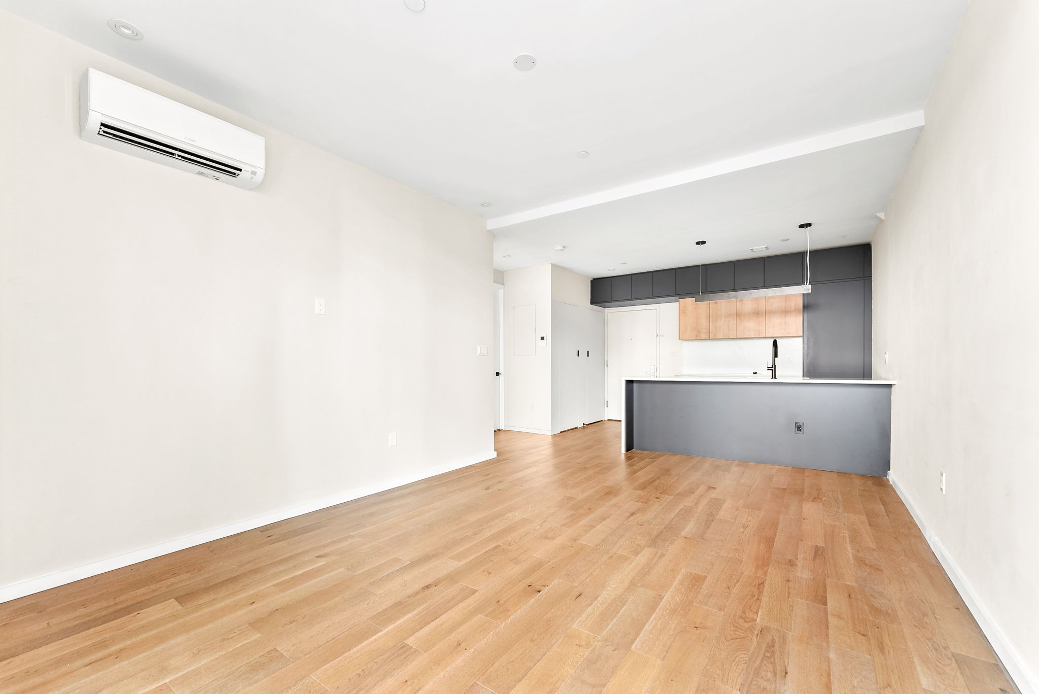 159 East 118th Street, Unit 4B Manhattan, NY 10035 - Photo 5 of 14 a view of a big room with wooden floor and cabinet