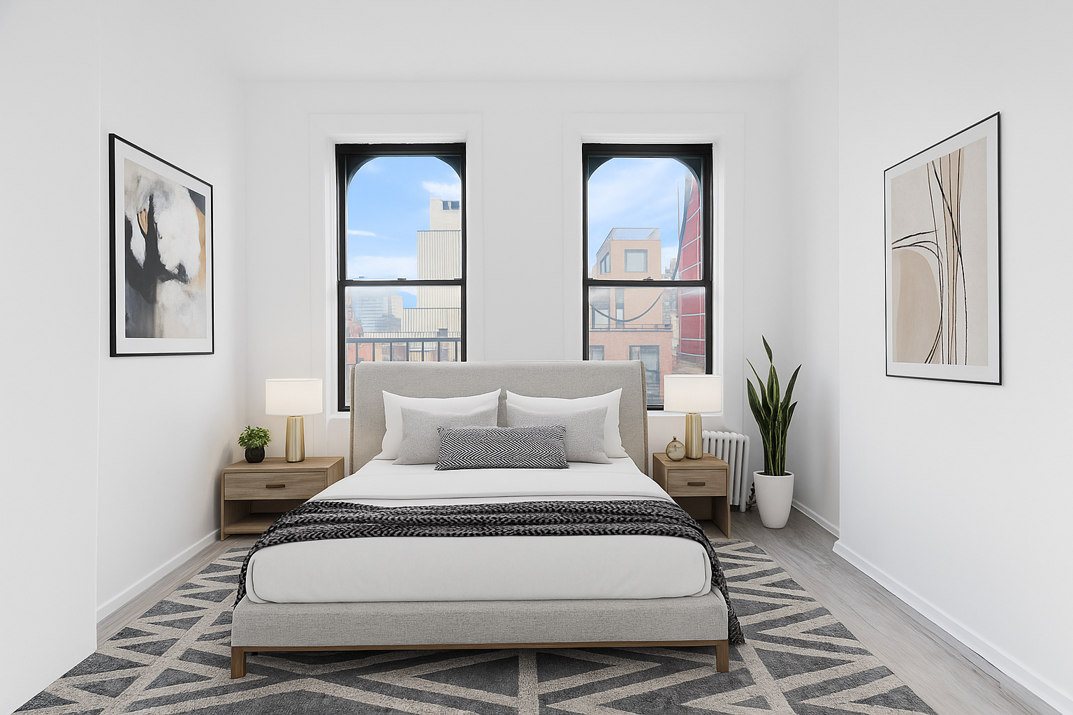 826 9th Avenue, Unit 5RS Manhattan, NY 10019 - Photo 1 of 15 a bedroom with a large bed and windows