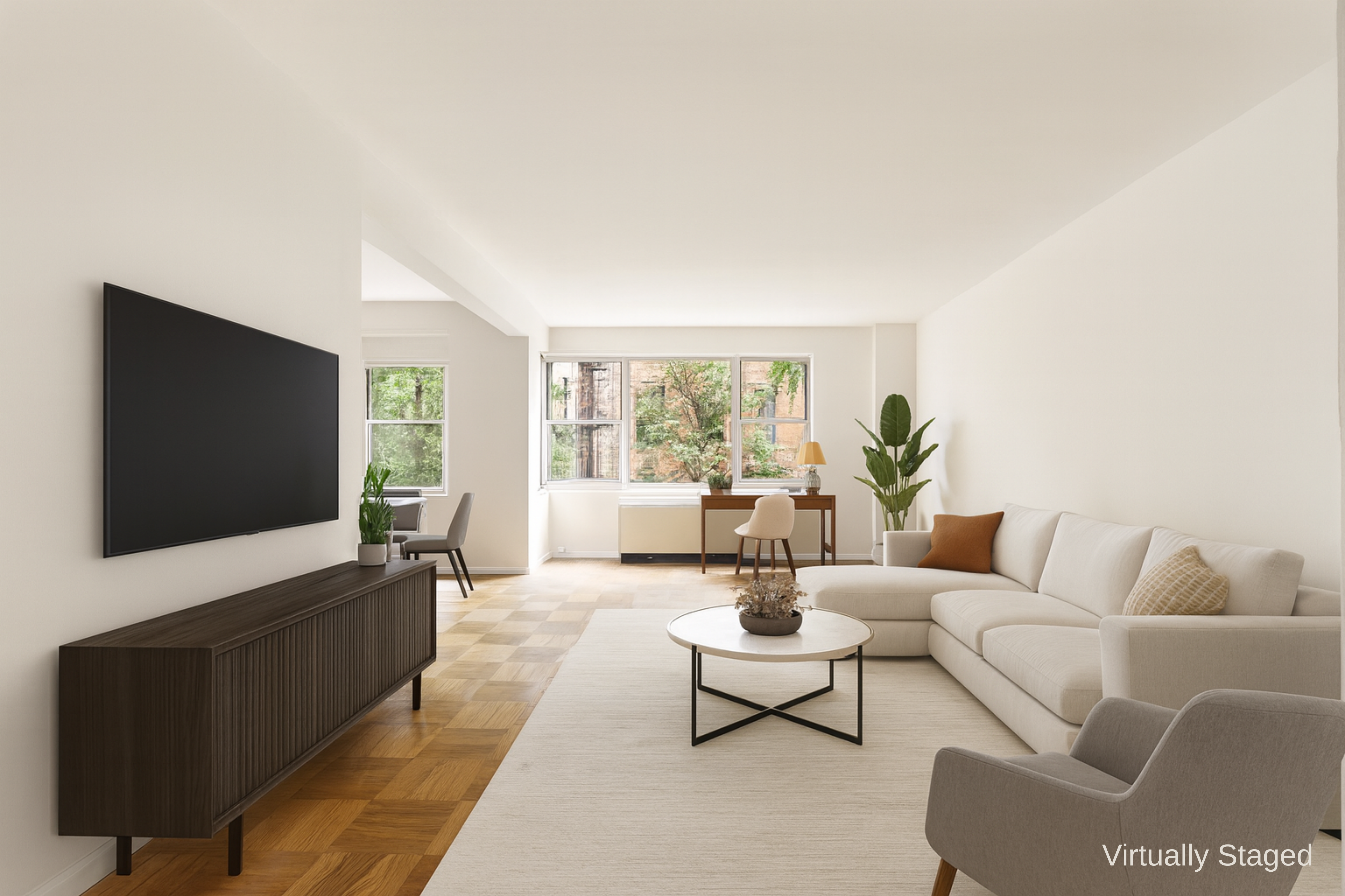 11 5th Avenue, Unit 3R Manhattan, NY 10003 - Photo 1 of 12 a living room with furniture and a flat screen tv