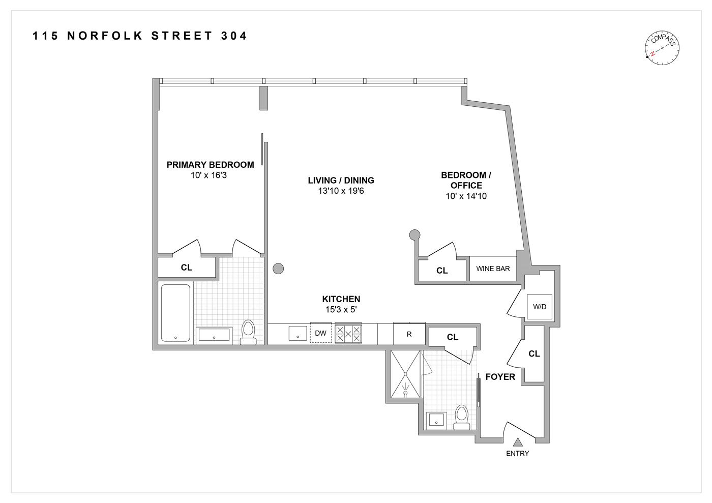 115 Norfolk Street, Unit 304 Manhattan, NY 10002 - Photo 15 of 15 a picture of a wall with a white wall