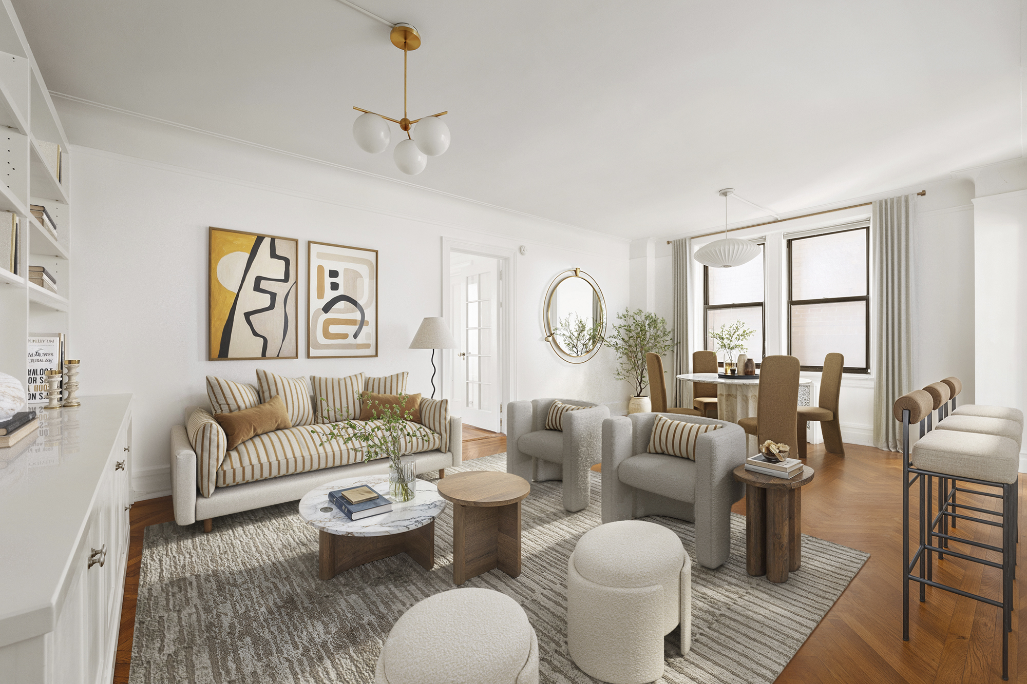 395 Riverside Drive, Unit 7F Manhattan, NY 10025 - Photo 2 of 10 a living room with furniture and a large window