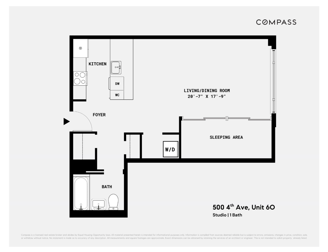 500 4th Avenue, Unit 6O Brooklyn, NY 11215 - Photo 13 of 13 a picture of a floor plan