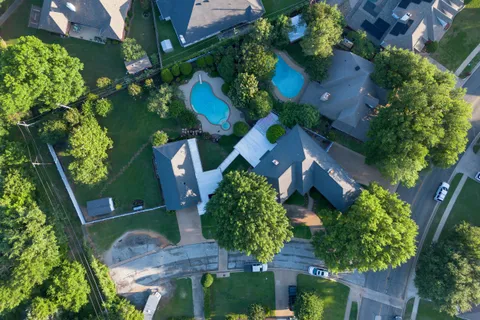 an aerial view of a house
