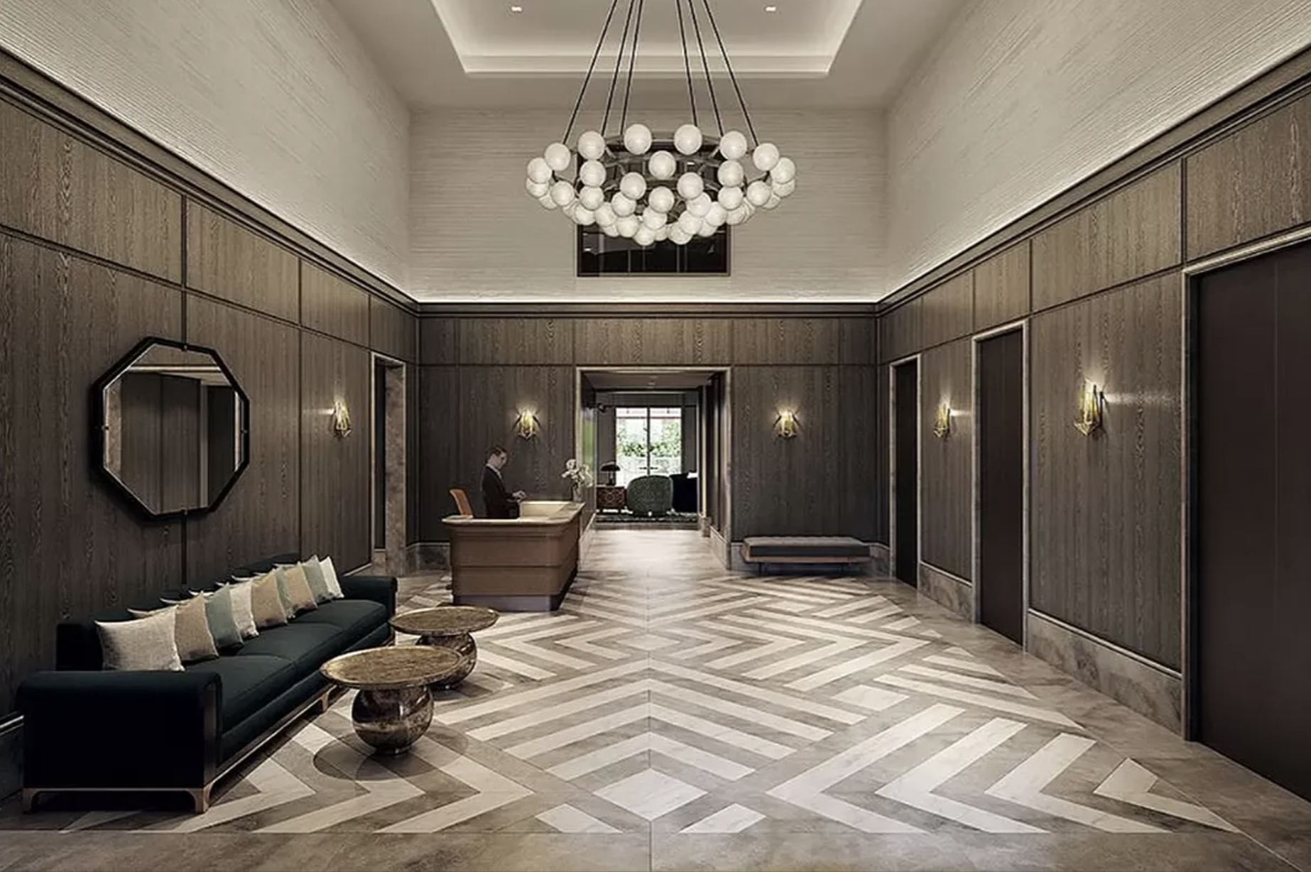 45 East 22nd Street, Unit 42B Manhattan, NY 10010 - Photo 12 of 23 a lobby with furniture chandelier and a chandelier