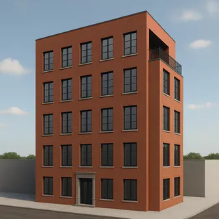 a front view of a building with glass windows