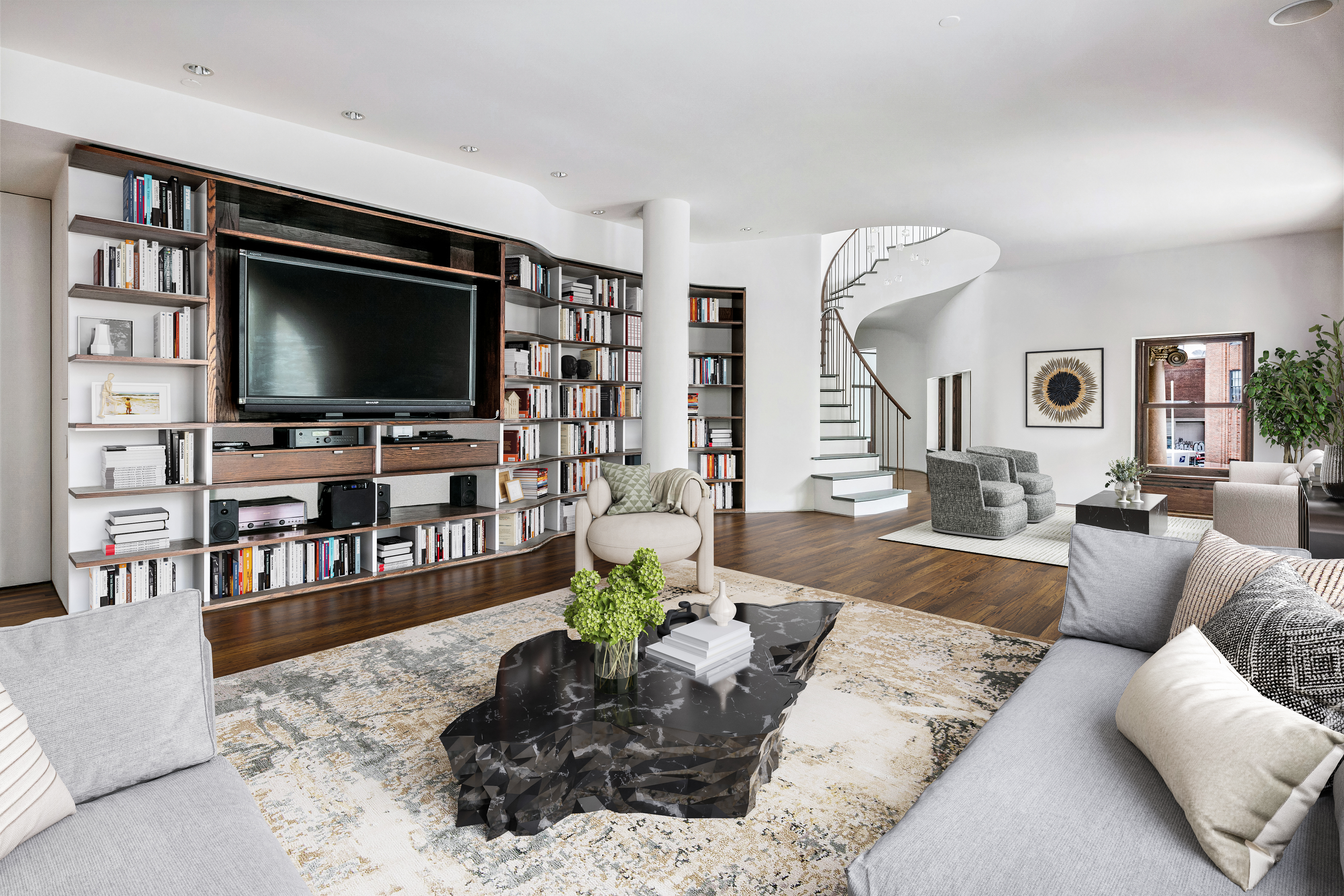 260 West Broadway, Unit 2/3B Manhattan, NY 10013 - Photo 3 of 21 a living room with furniture and a flat screen tv