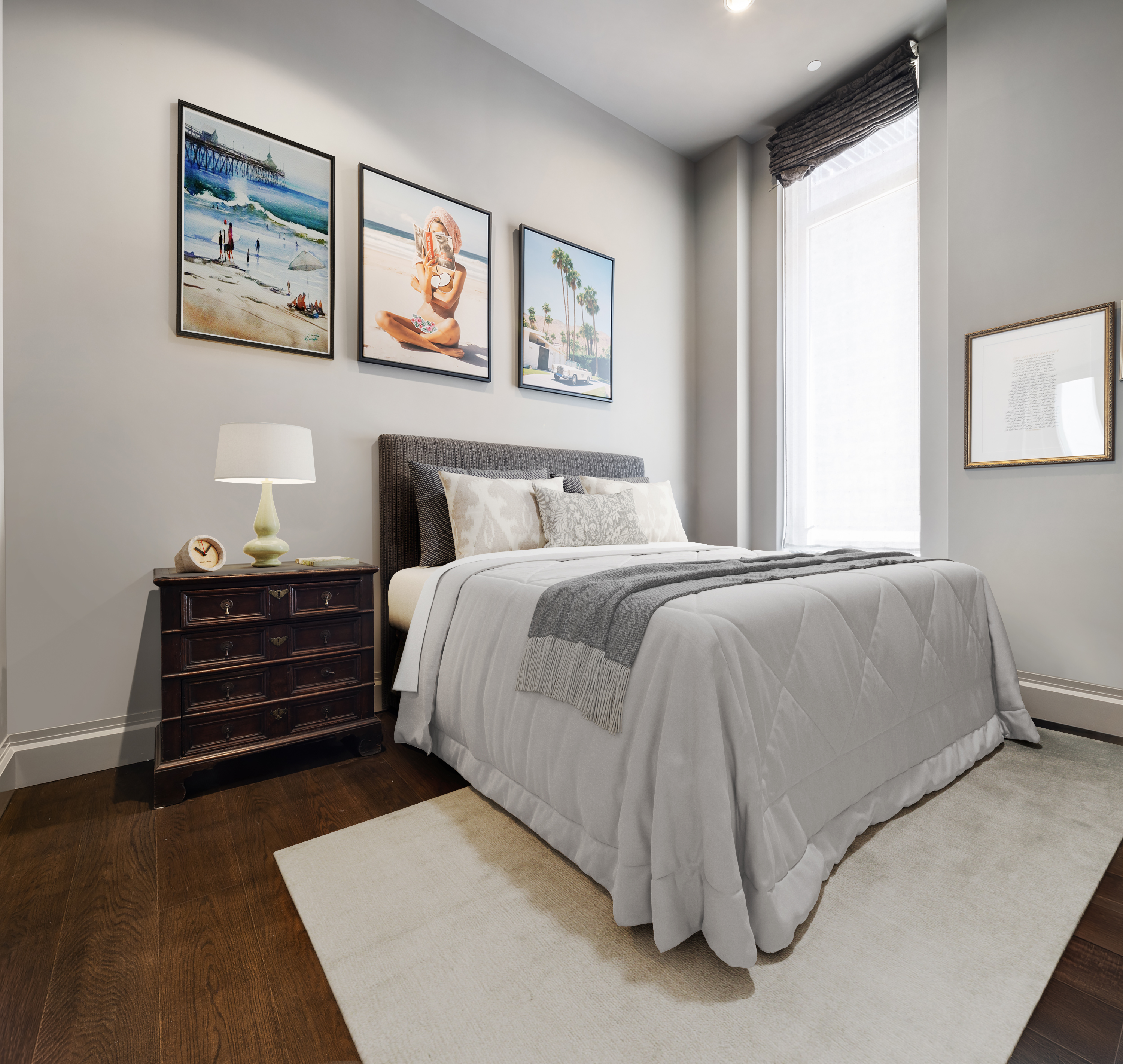 114 Liberty Street, Unit 2A Manhattan, NY 10006 - Photo 11 of 17 a bedroom with a bed and wall painting