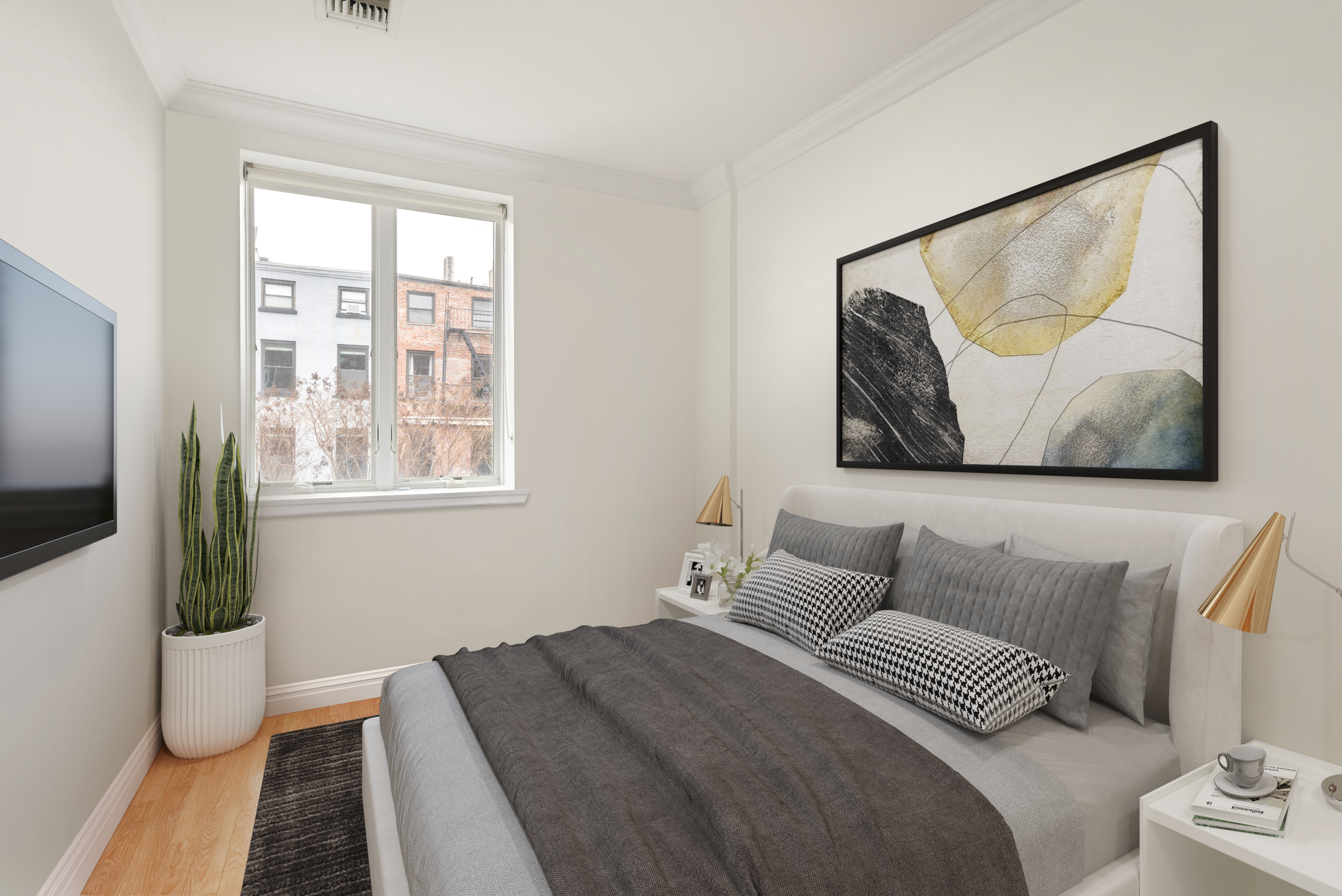 303 Warren Street, Unit 2 Brooklyn, NY 11201 - Photo 7 of 10 a bedroom with a bed and a painting on the wall