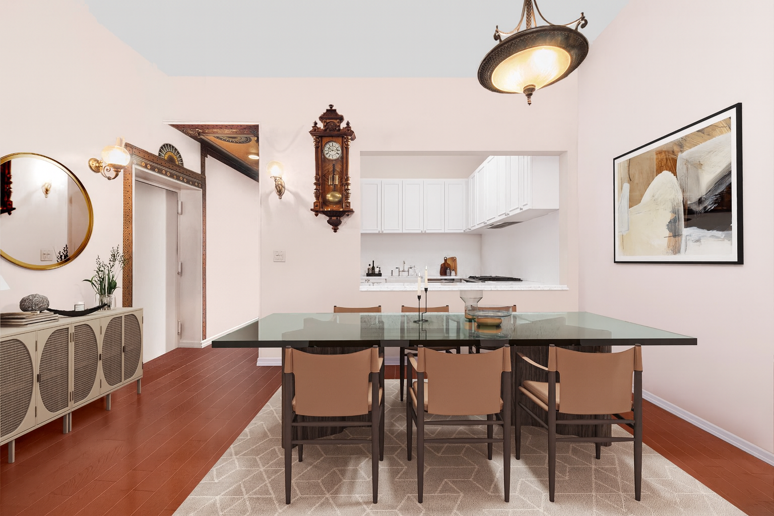 228 West 21st Street, Unit 2 Manhattan, NY 10011 - Photo 4 of 14 a kitchen with kitchen island a dining table and chairs