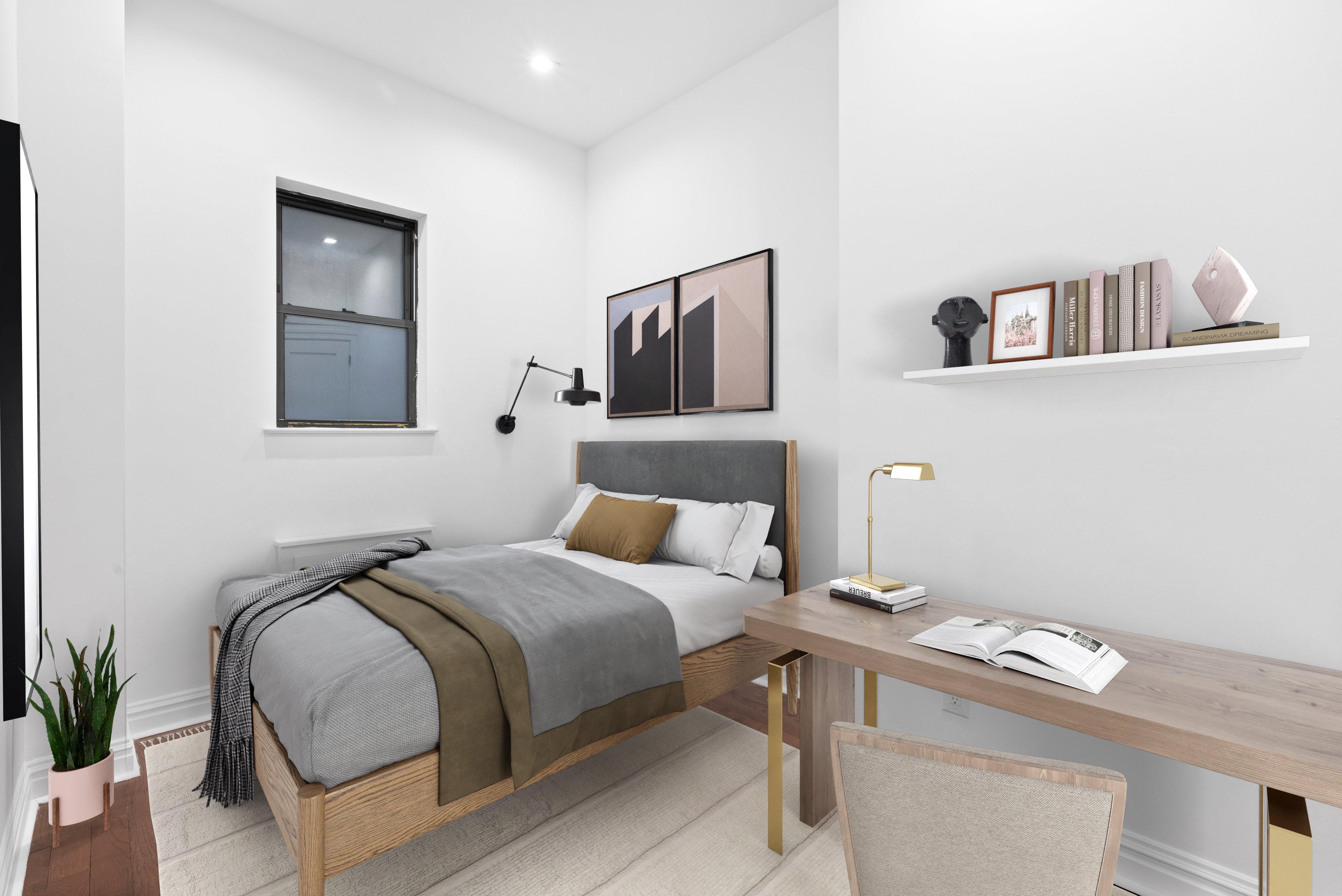 31 St Marks Place, Unit 4 Manhattan, NY 10003 - Photo 3 of 11 a bedroom with a bed and a potted plant