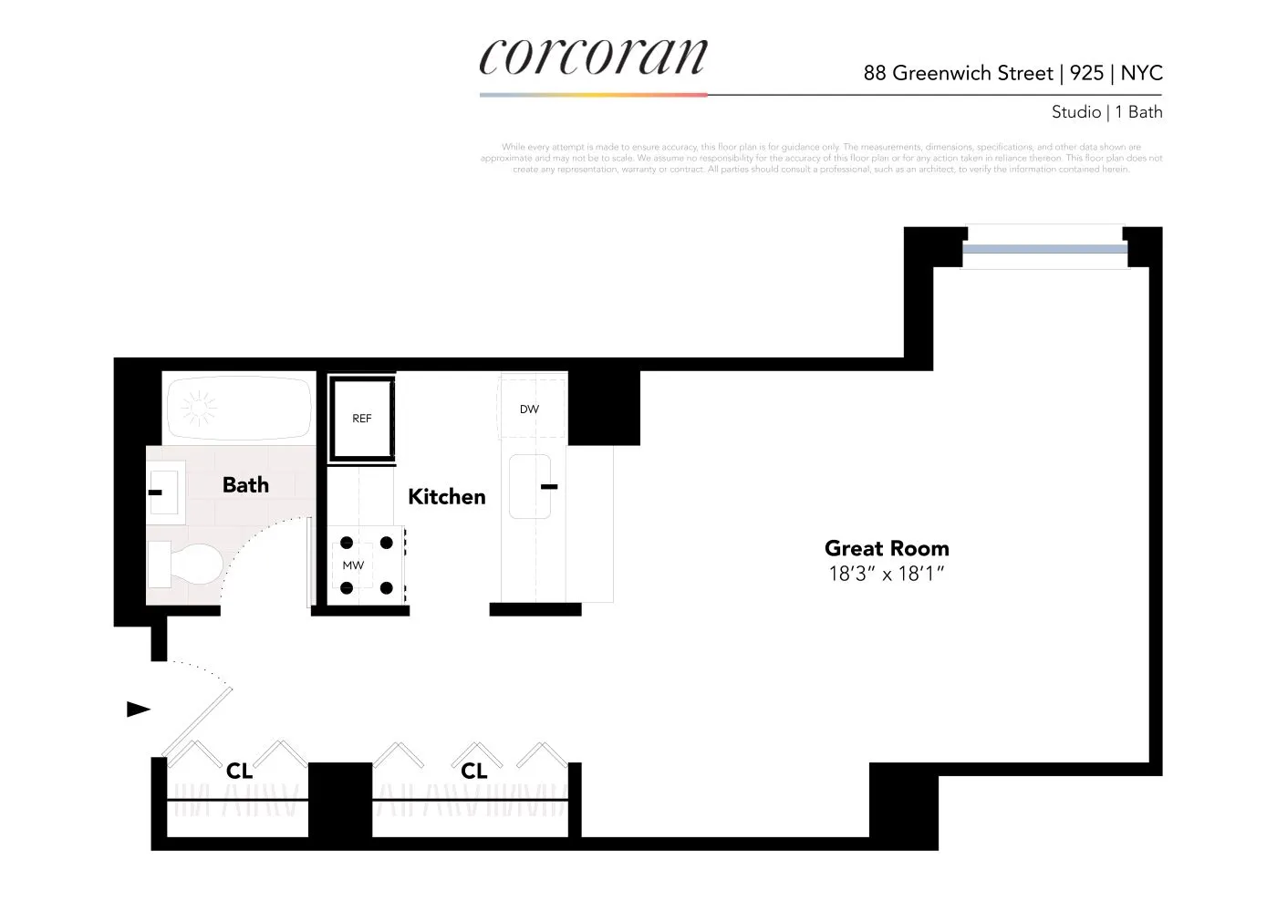 $3,500 | 88 Greenwich Street, Unit 925 | Financial District