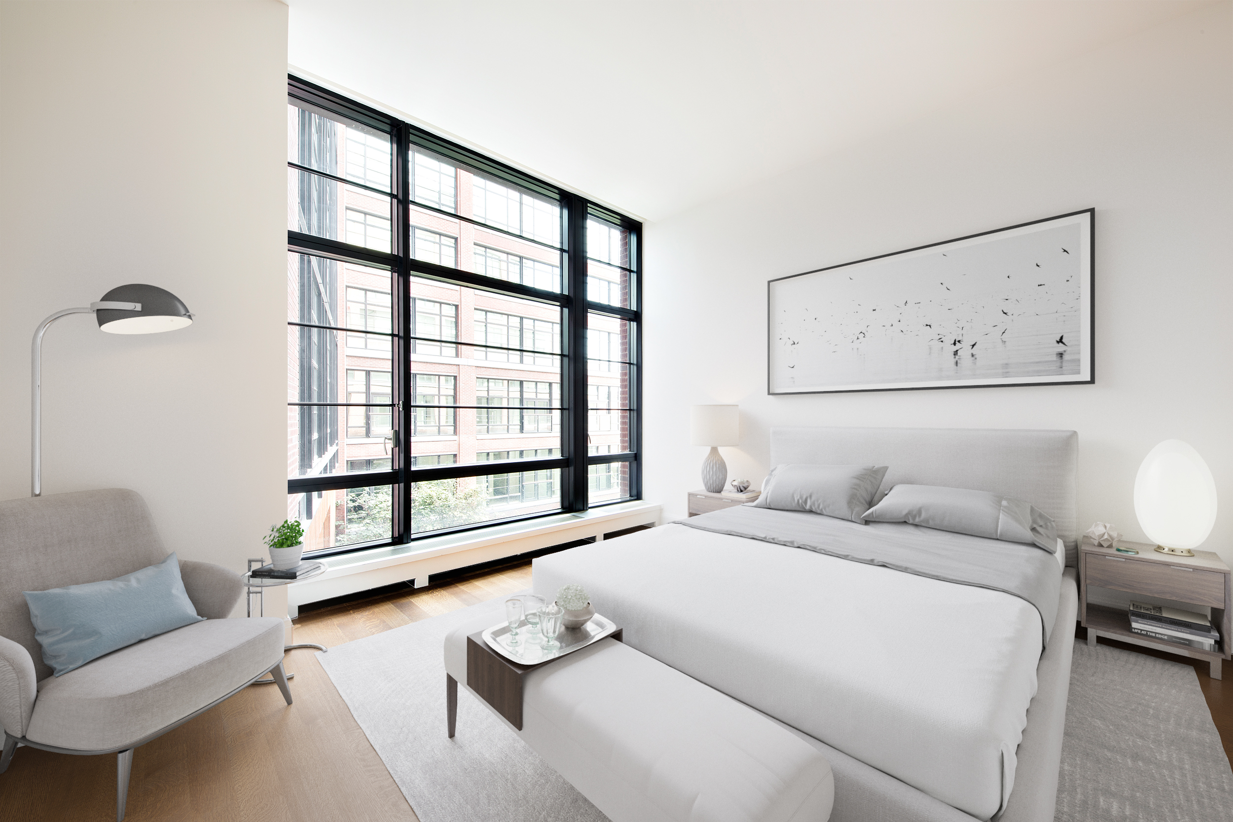 150 Charles Street, Unit 3BN Manhattan, NY 10014 - Photo 4 of 12 a bedroom with furniture and a window