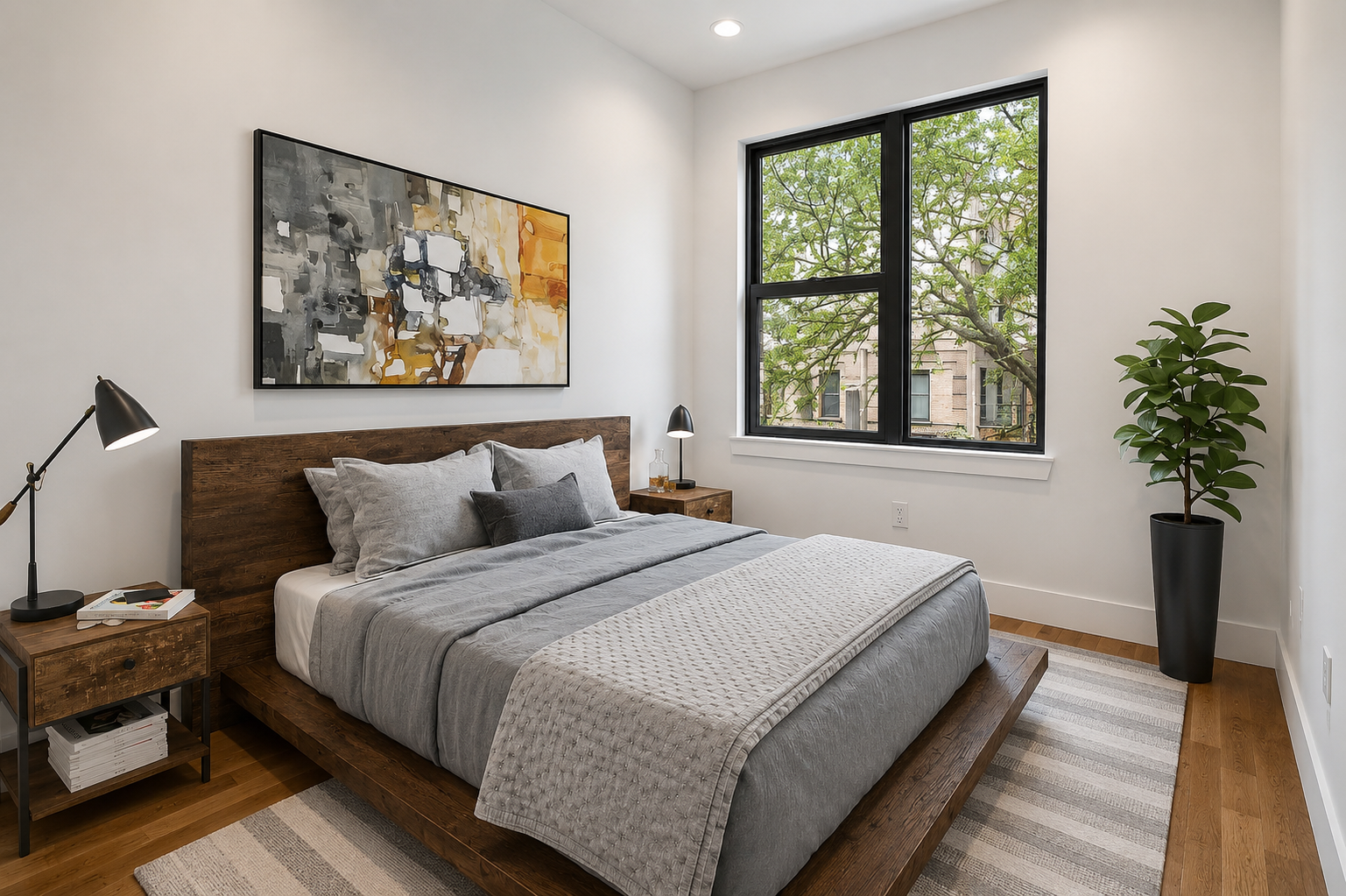 64 Granite Street, Unit 2 Brooklyn, NY 11207 - Photo 6 of 8 a bedroom with bed and wooden floor