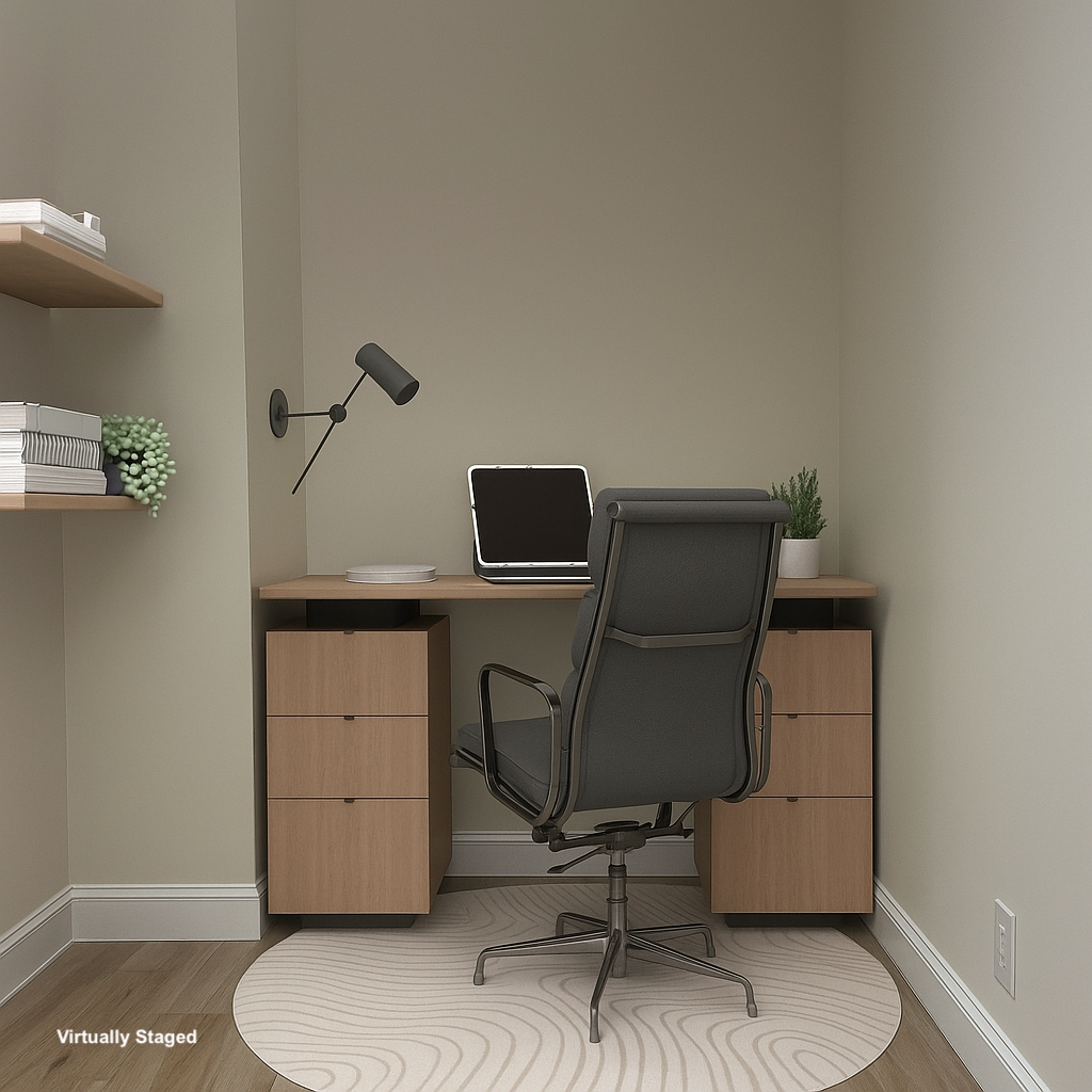 458 West 57th Street, Unit 4FE Manhattan, NY 10019 - Photo 7 of 13 a view of workspace with wooden floor