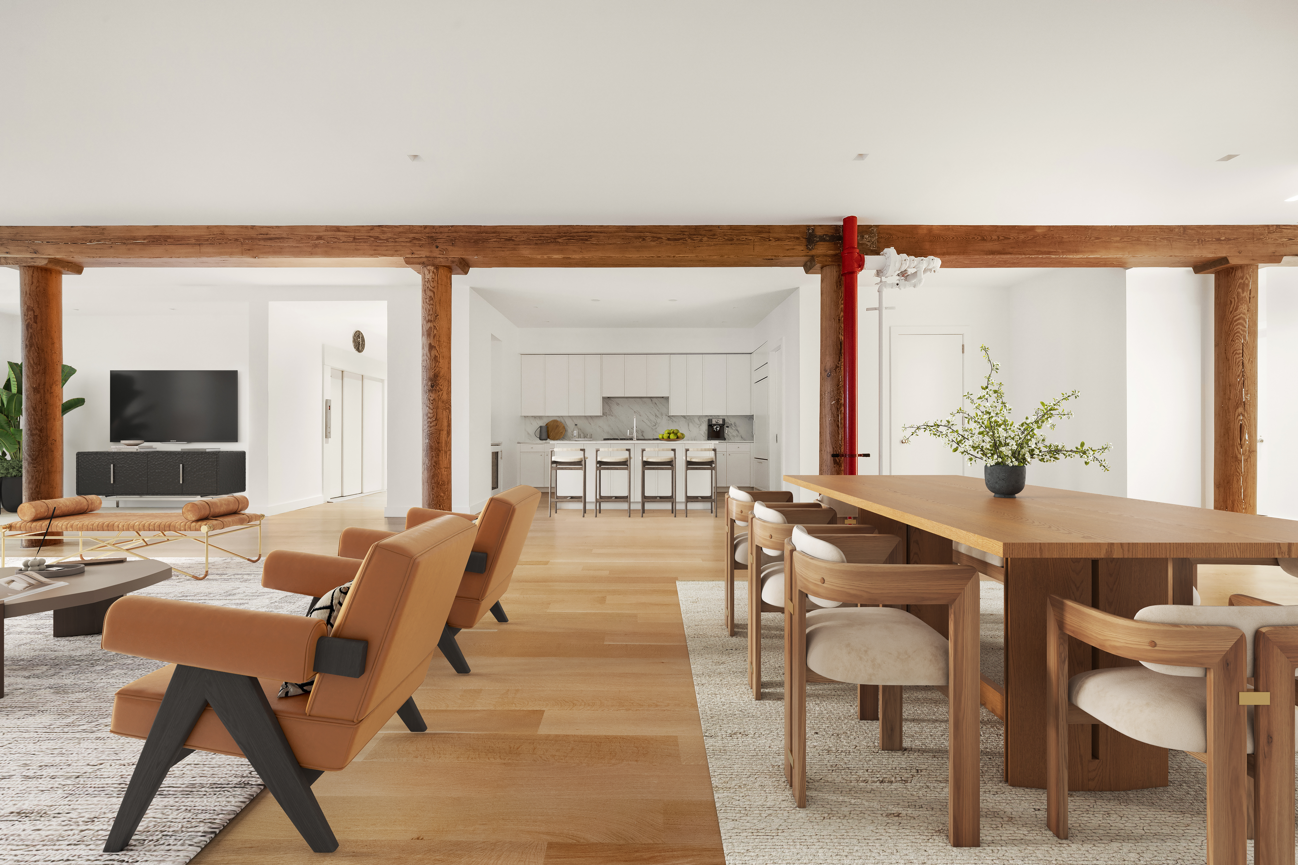 243 West Broadway, Unit 4 Manhattan, NY 10013 - Photo 3 of 12 a living room with furniture and a flat screen tv