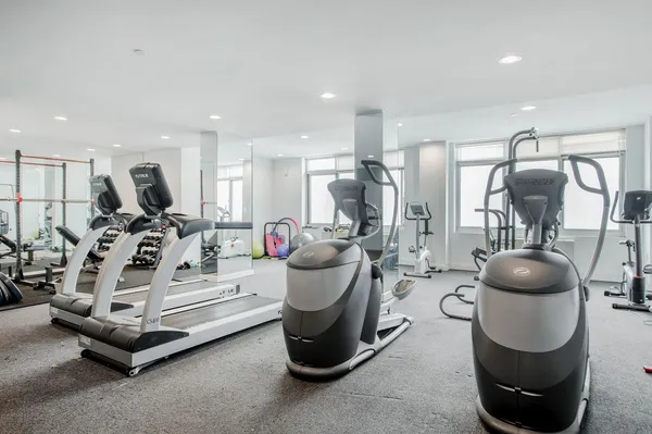 a view of a room with gym equipment