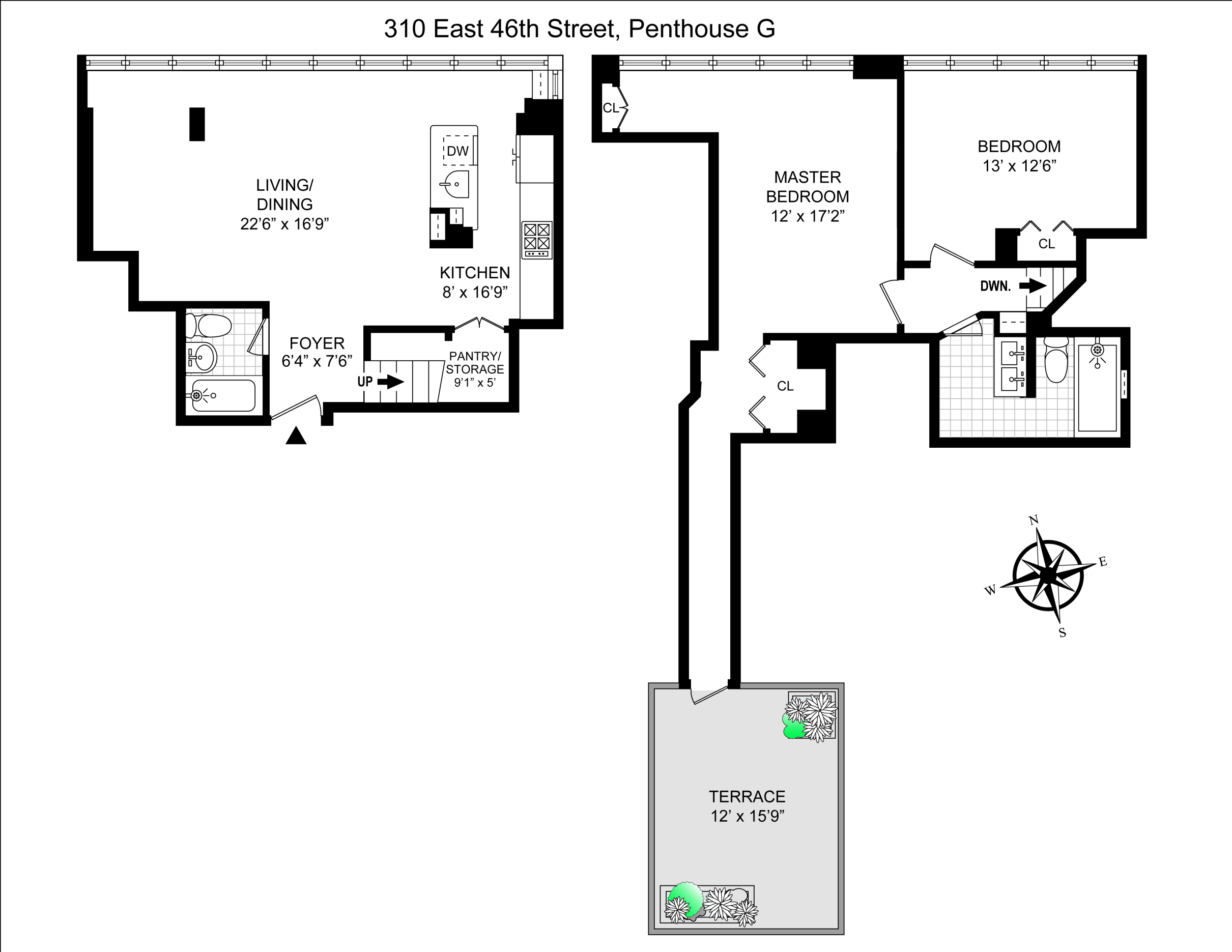 310 East 46th Street, Unit PHG Manhattan, NY 10017 - Photo 13 of 13 a picture of a bench in a bathroom