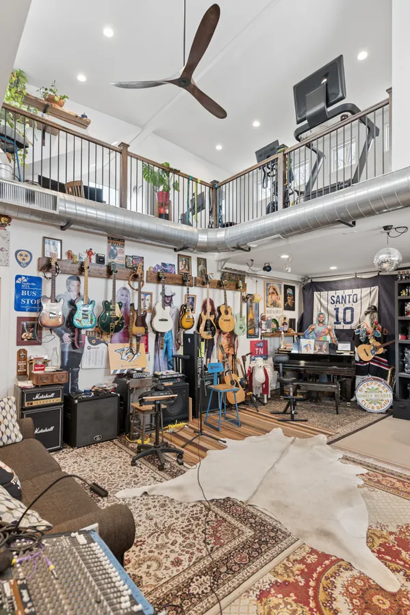 a living room with furniture