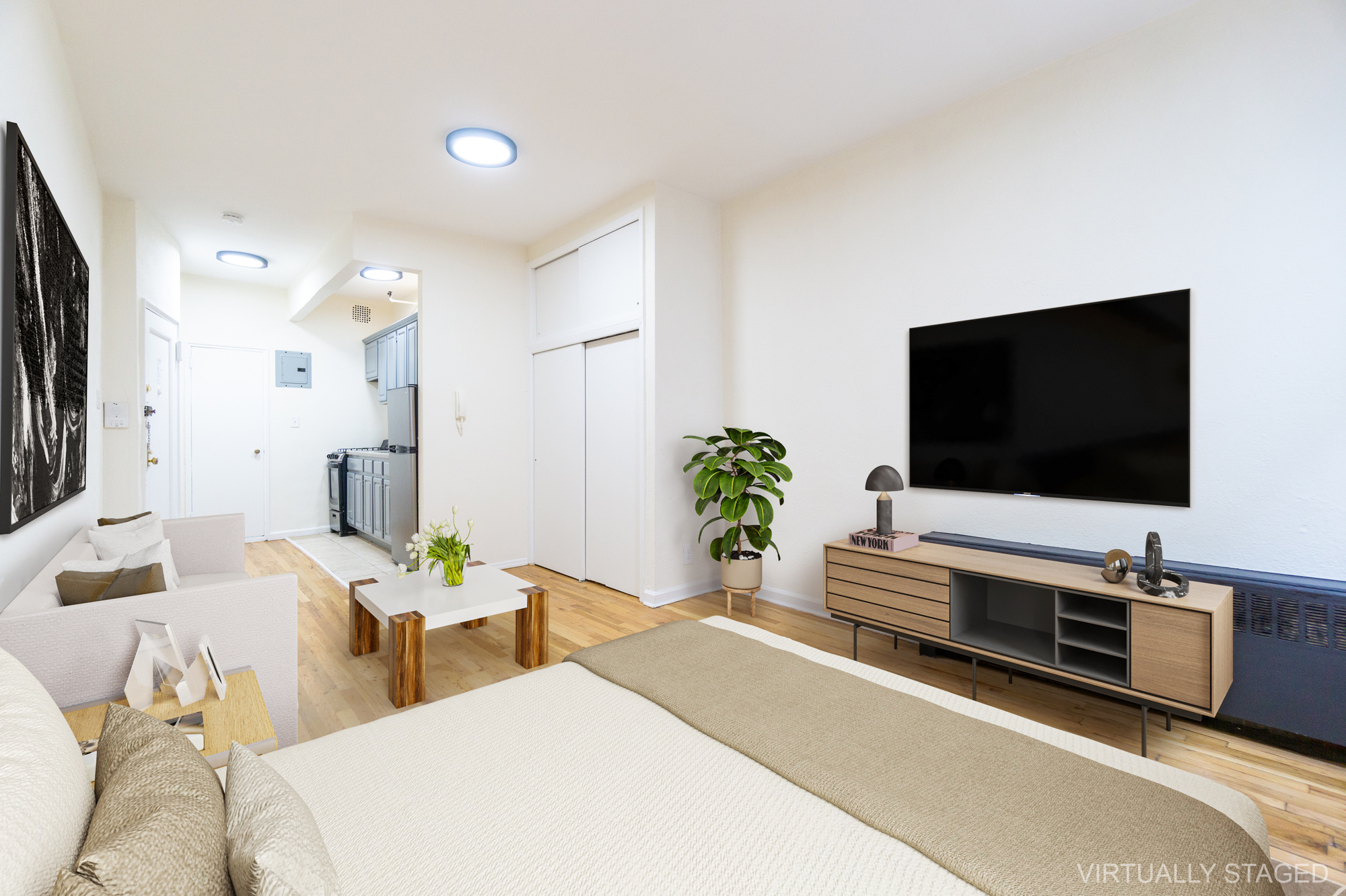 319 East 25th Street, Unit 5C Manhattan, NY 10010 - Photo 3 of 14 a living room with furniture and a flat screen tv