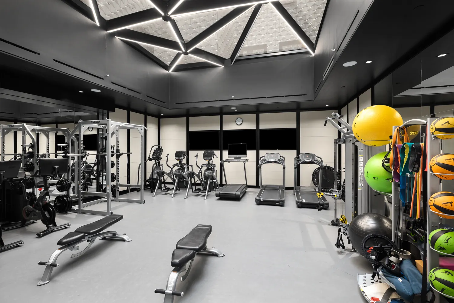 a view of a room with gym equipment