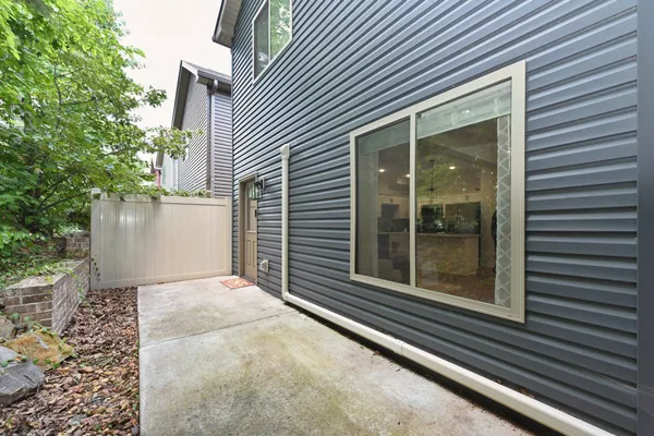 a view of a door and a window