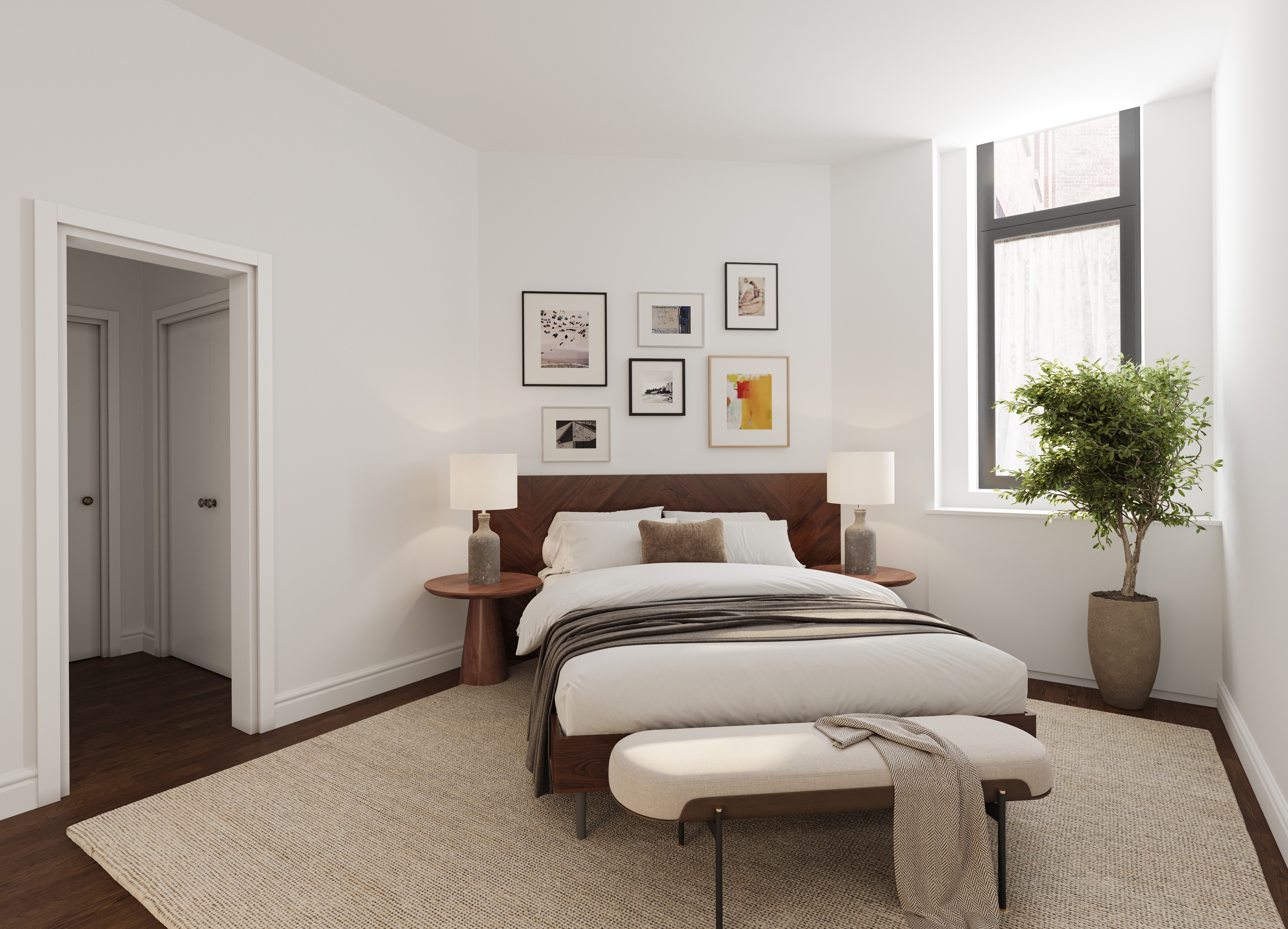 115 4th Avenue, Unit 2I Manhattan, NY 10003 - Photo 6 of 12 a bedroom with a bed and a potted plant