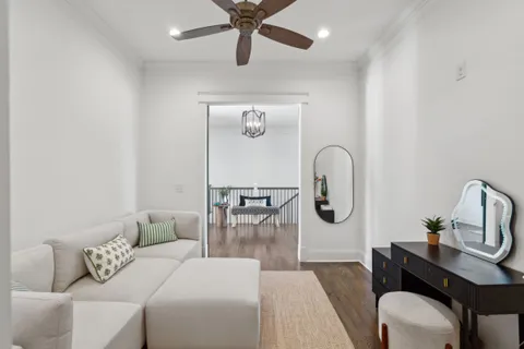 a view of a balcony with couch