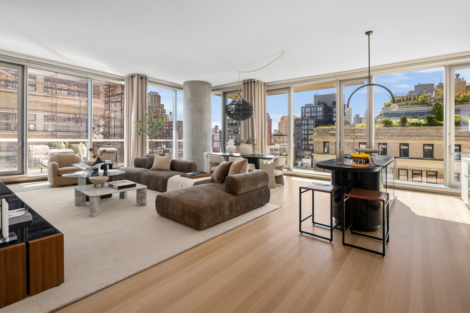 56 Leonard Street, Unit 14BEAST Manhattan, NY 10013 - Photo 2 of 35 a living room with furniture and large windows