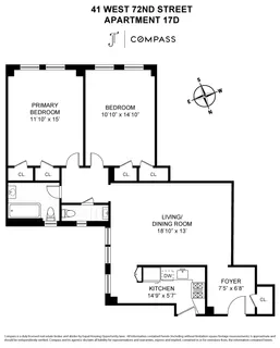 $1,295,000 | 41 West 72nd Street, Unit 17D | Upper West Side