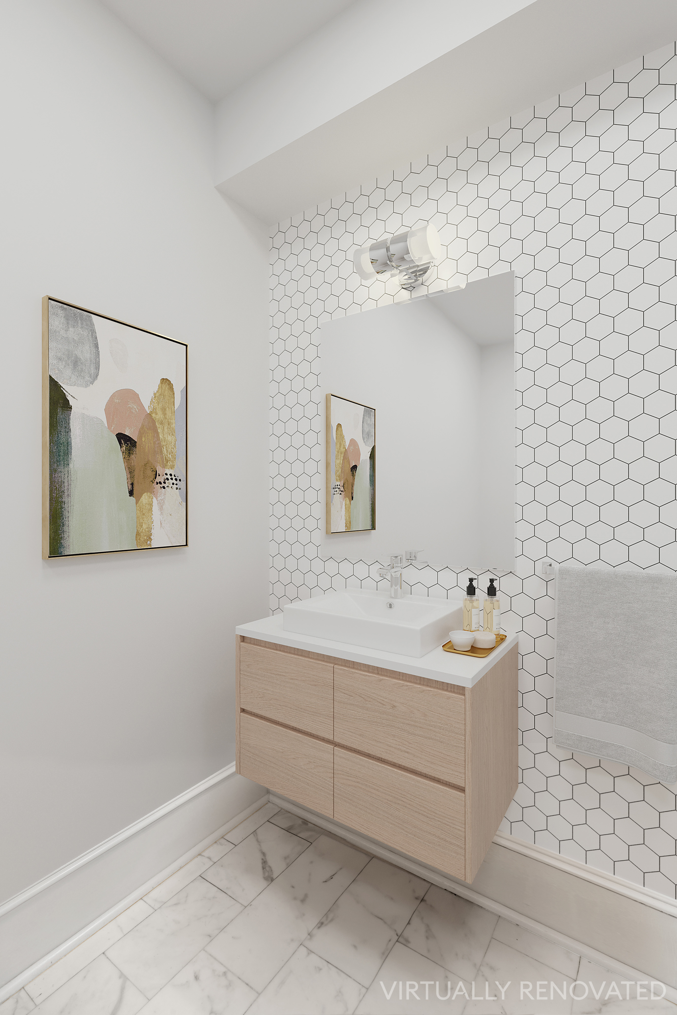 252 West 30th Street, Unit 12 Manhattan, NY 10001 - Photo 12 of 20 a bathroom with a sink mirror and toilet