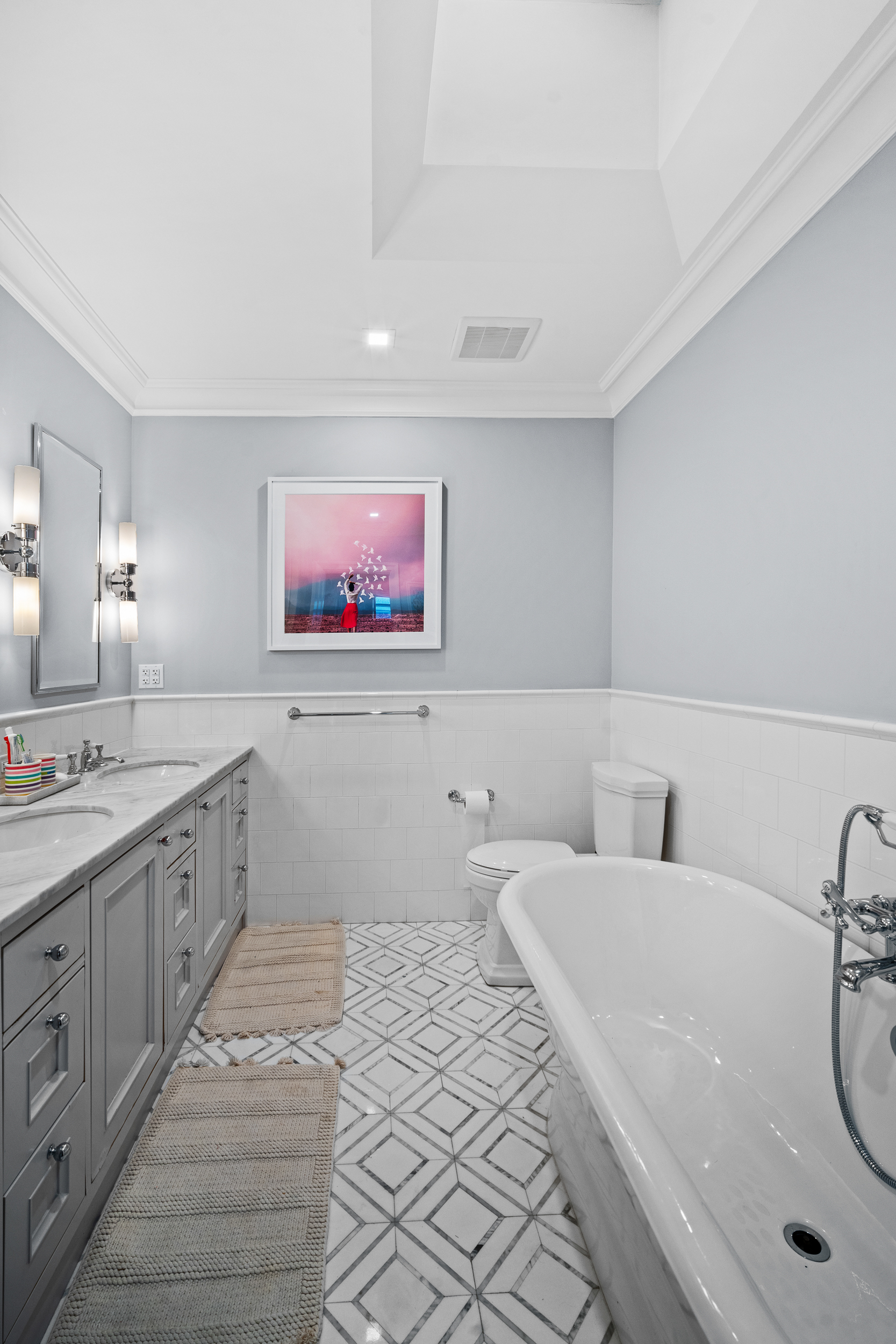 479 4th Street, Unit TRIPLEX Brooklyn, NY 11215 - Photo 15 of 17 a bathroom with a double vanity sink mirror and toilet