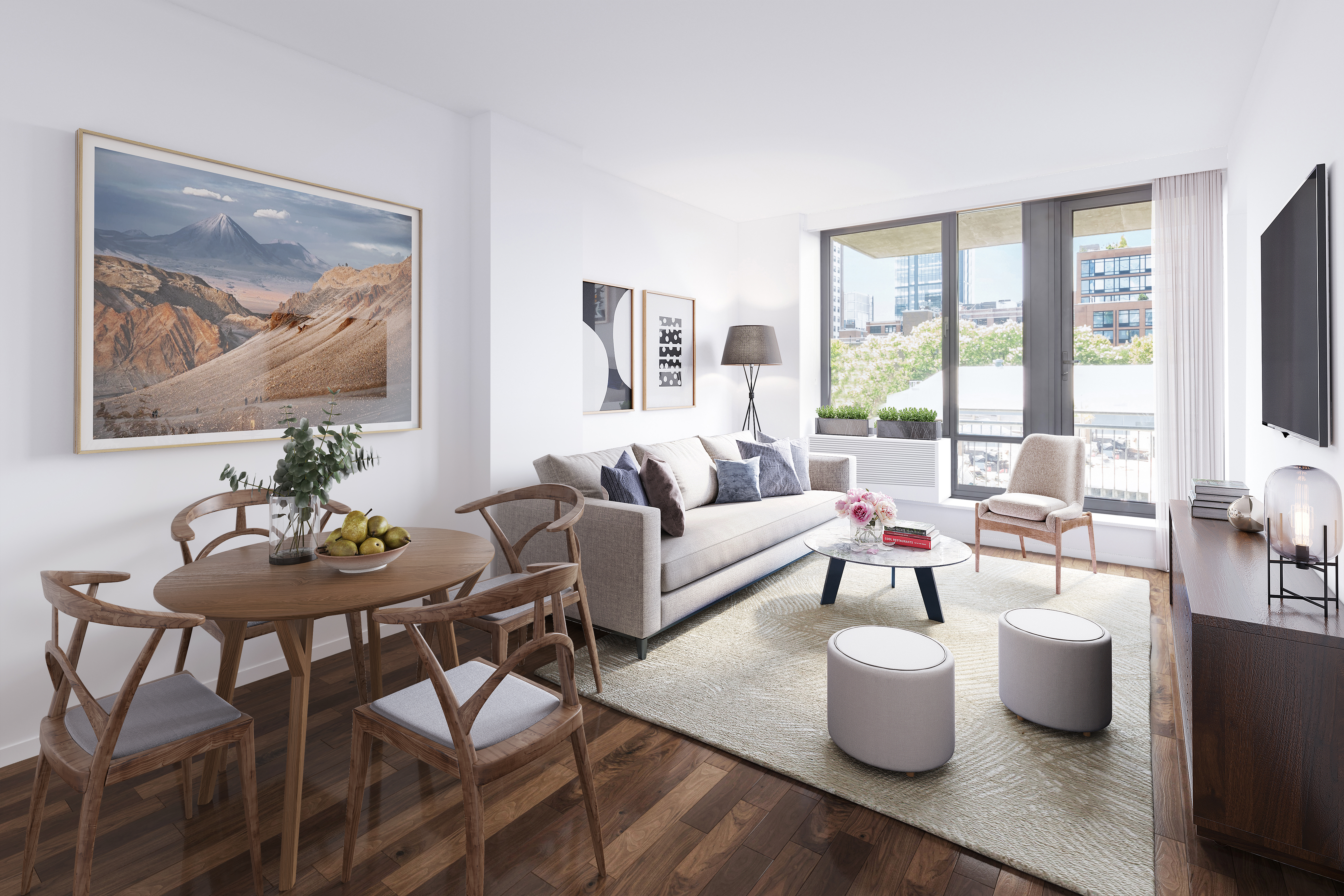 444 West 19th Street, Unit 403 Manhattan, NY 10011 - Photo 1 of 6 a living room with furniture and a large window
