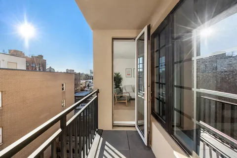 a view of a balcony from door