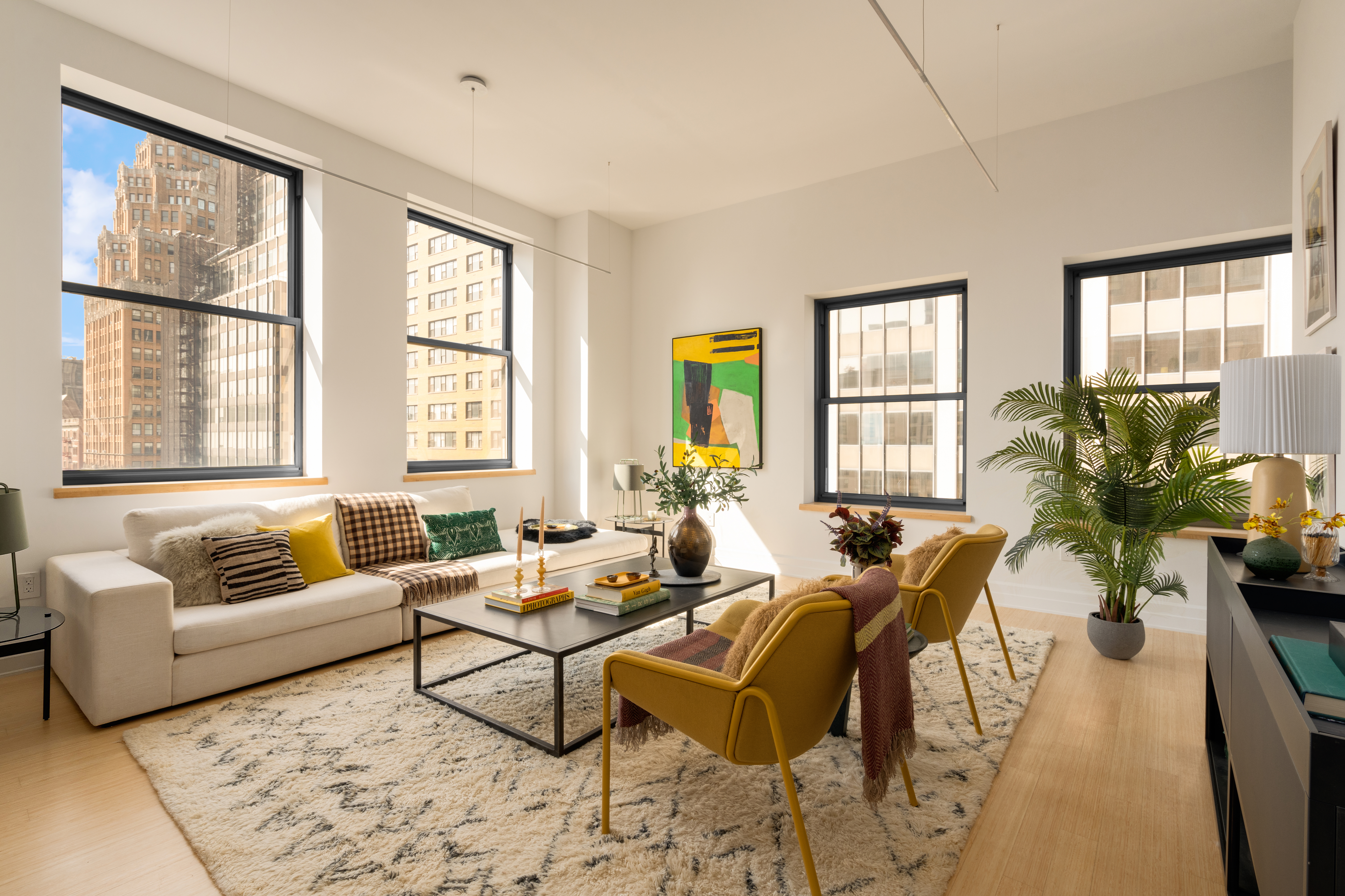 110 Livingston Street, Unit 6C Brooklyn, NY 11201 - Photo 2 of 26 a living room with furniture and floor to ceiling windows