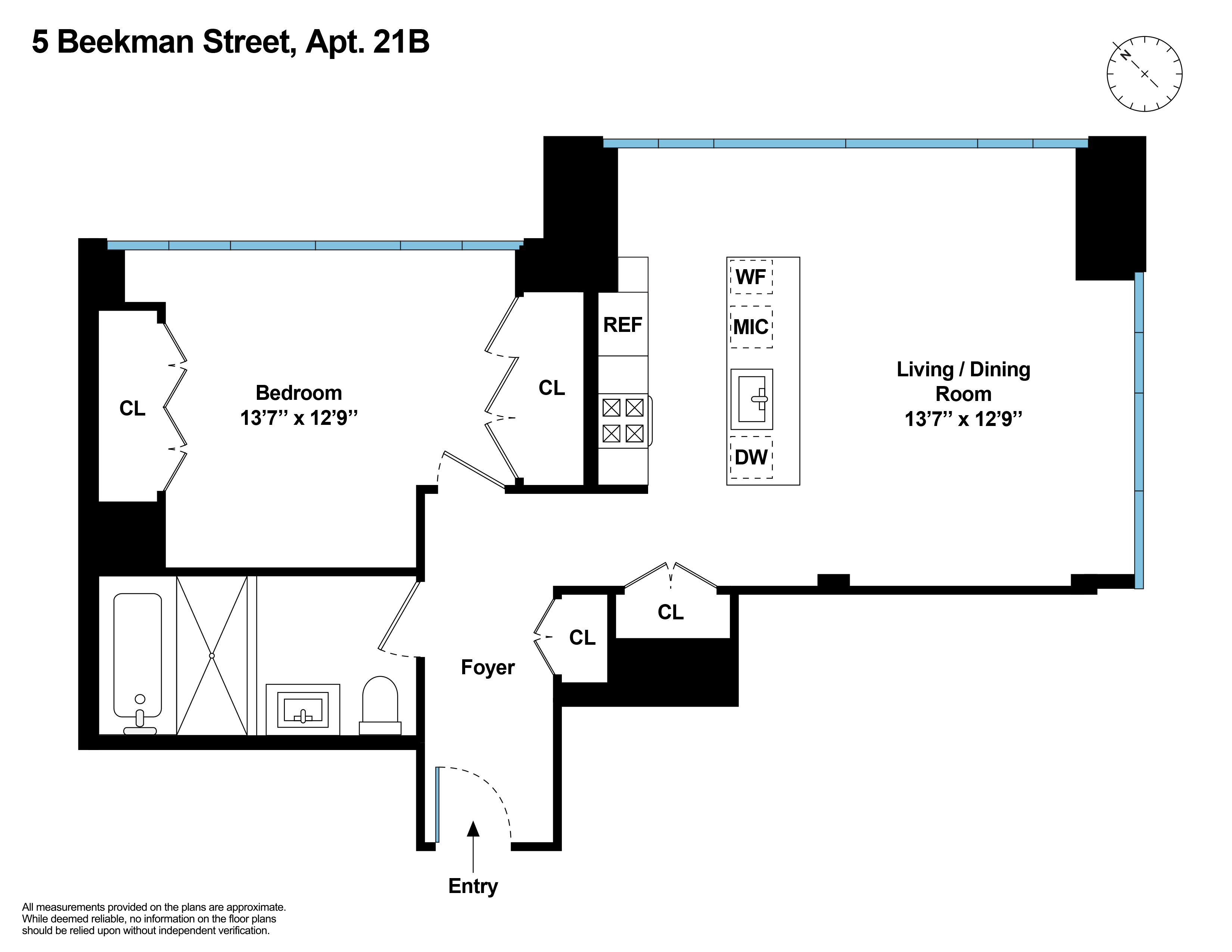 5 Beekman Street, Unit 21B Manhattan, NY 10038 - Photo 23 of 23 a picture of a floor plan