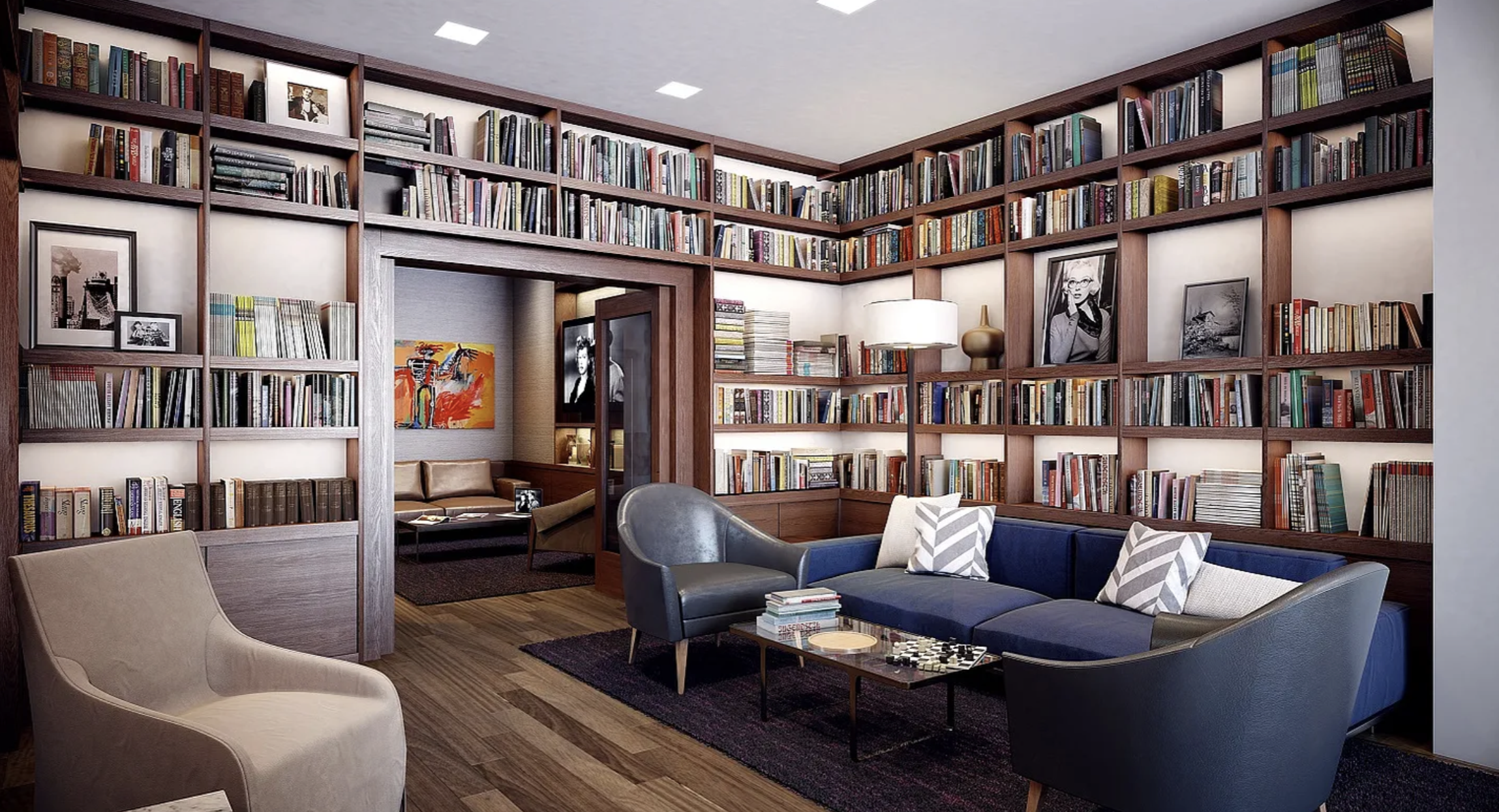 300 East 64th Street, Unit 11D Manhattan, NY 10065 - Photo 13 of 17 a living room with furniture and a book shelf
